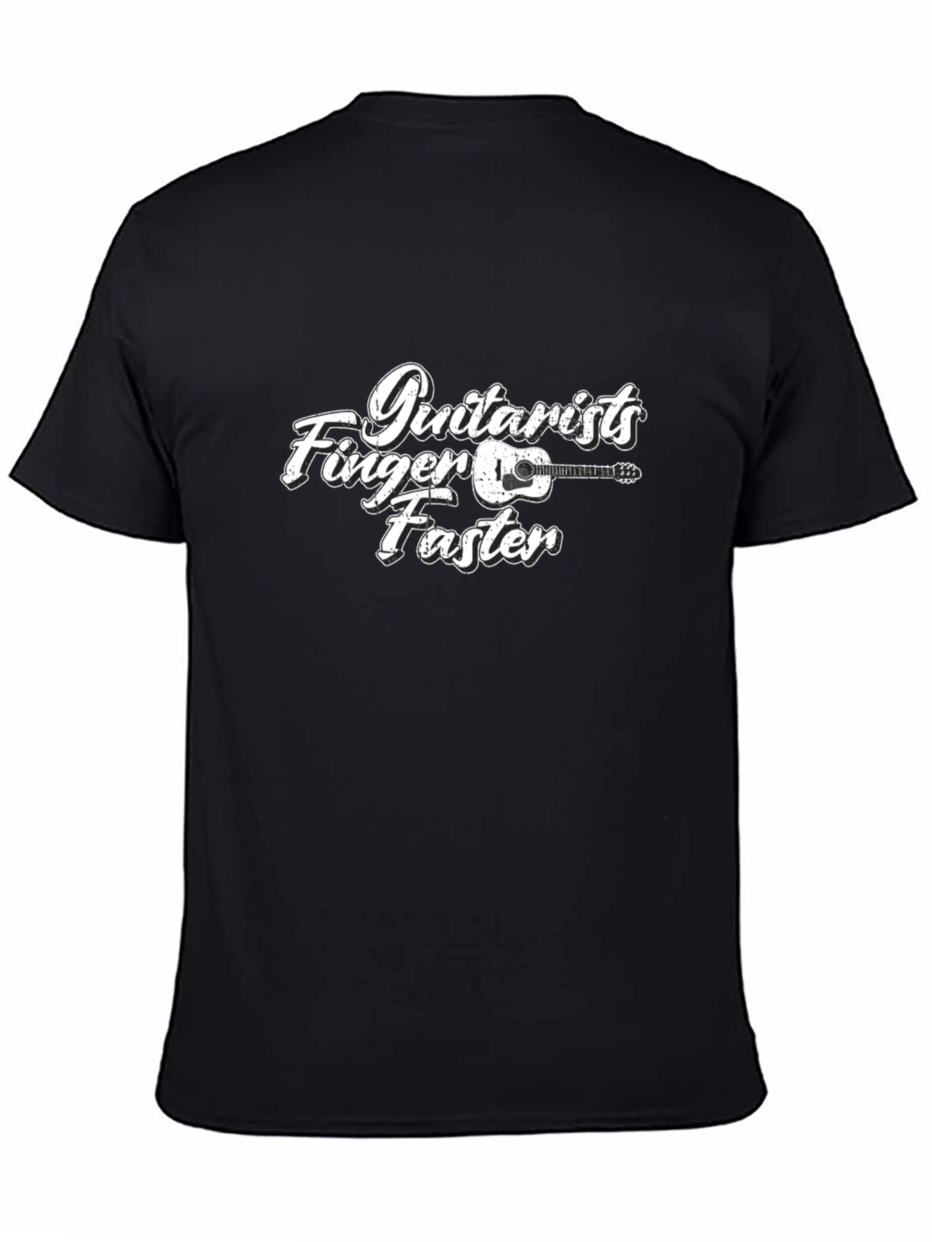 Black Guitarist Fingers Faster Black Graphic Tee view 4