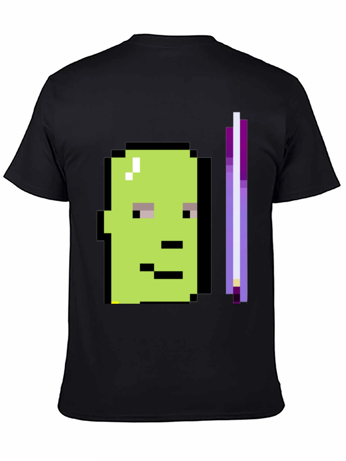 Black Pixel Art Character Graphic Tee - Black T-Shirt view 4