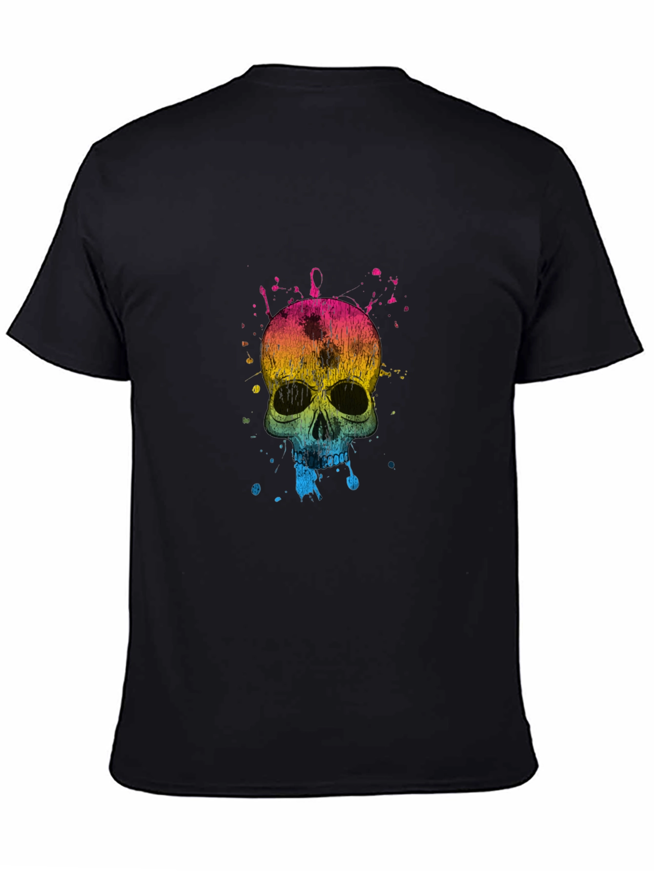 Black Colorful Skull Graphic Tee - Black view 4