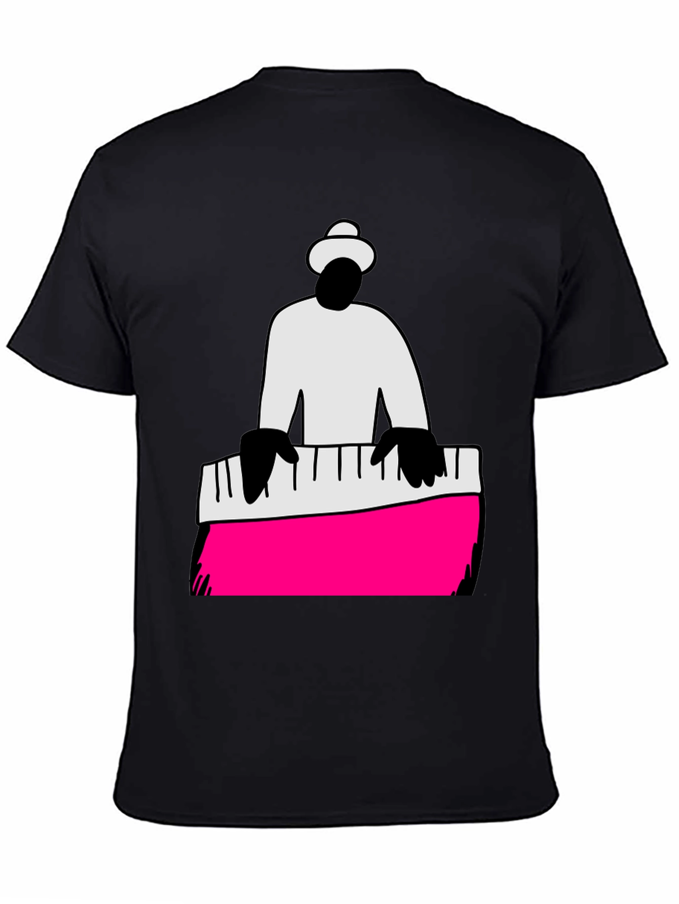 Black Piano Man Graphic Tee - Cool Musician T-Shirt view 4