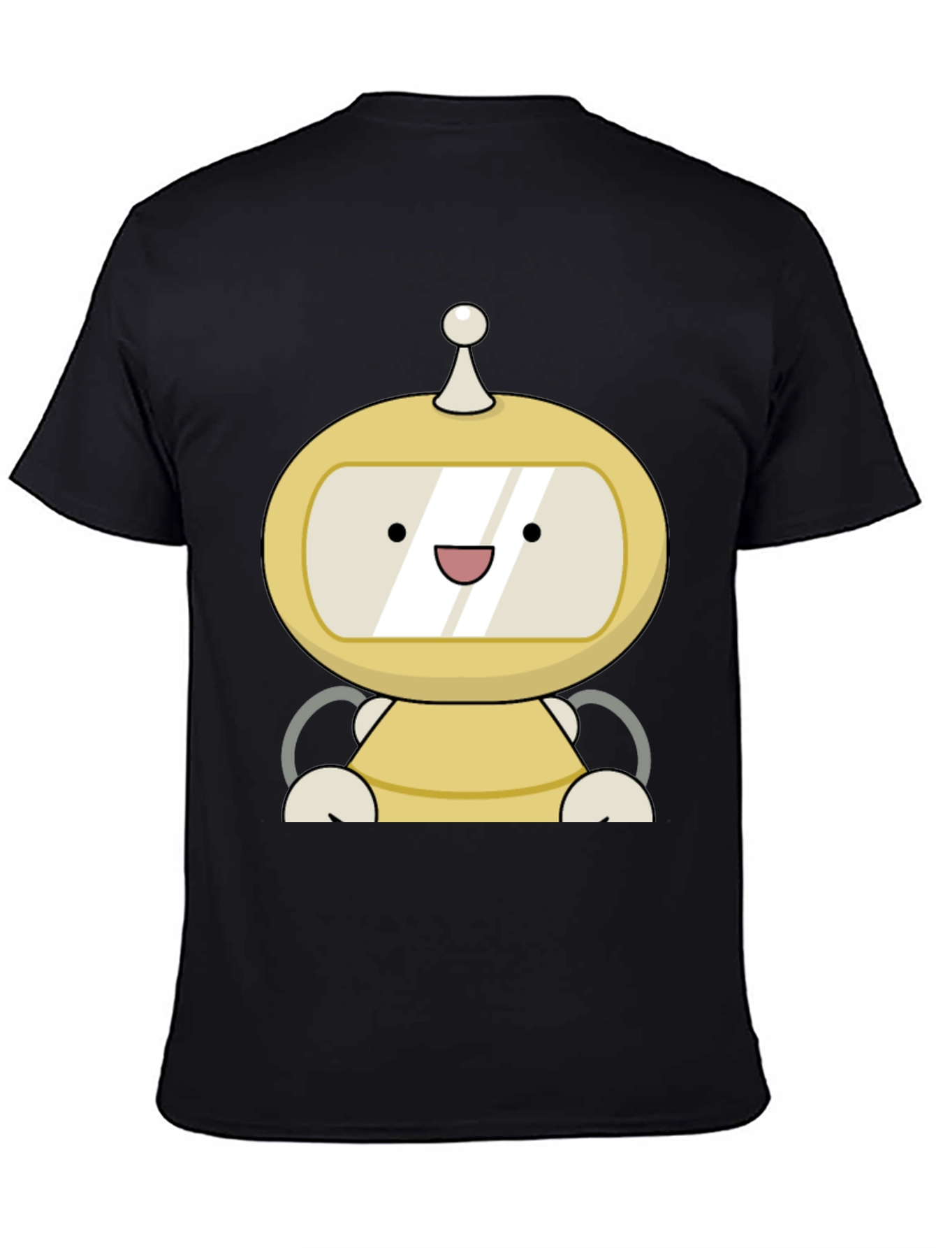 Black Cute Robot Graphic Black T-Shirt view 4