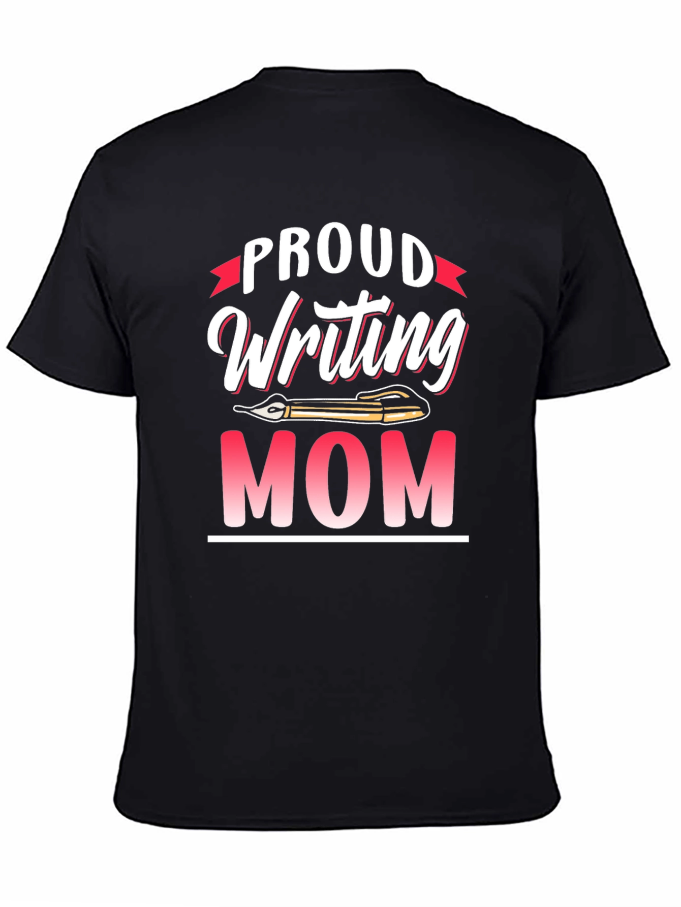 Black Proud Writing Mom T-Shirt - Novelty Tee view 4