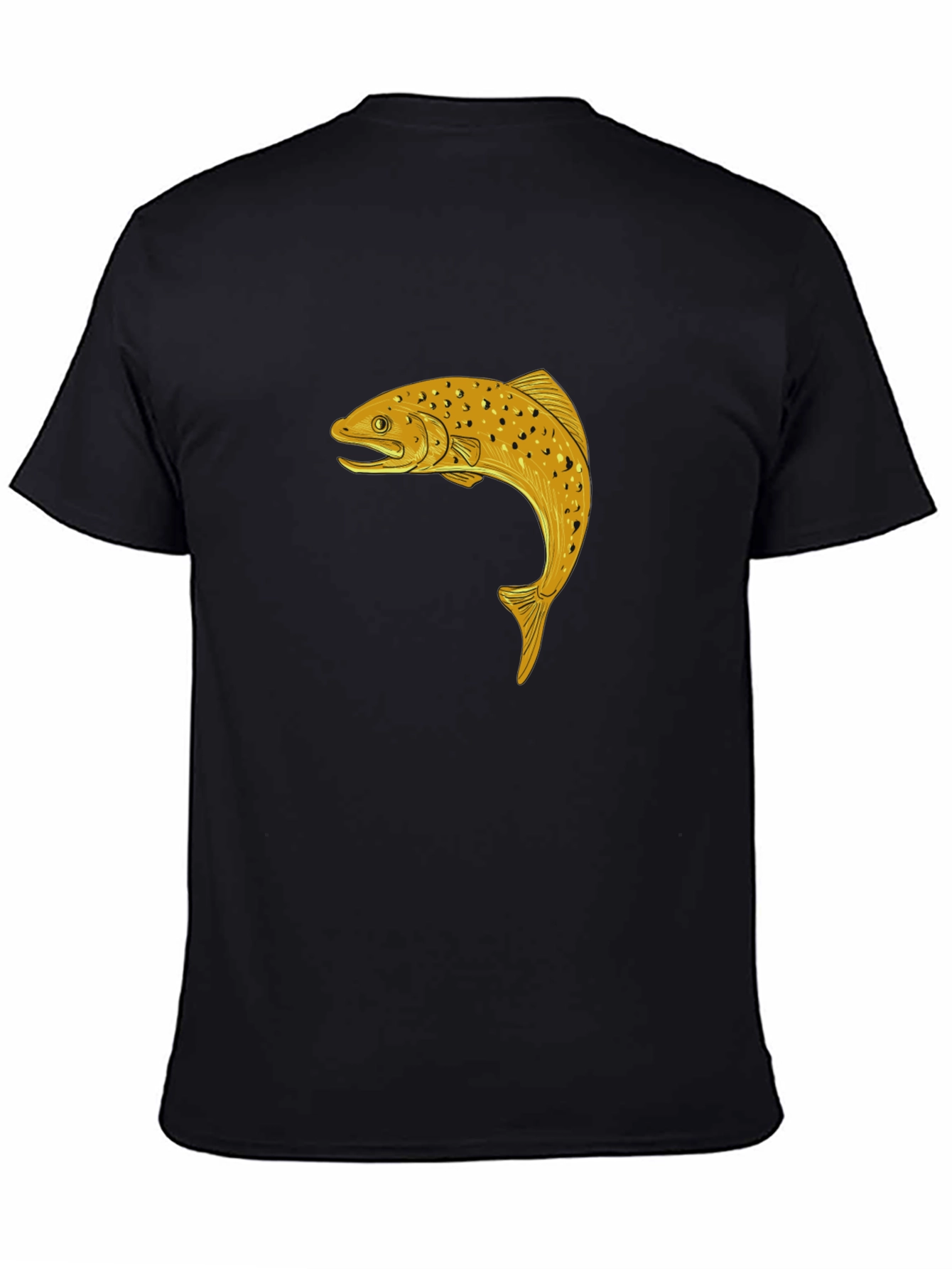 Black Trout Graphic Tee - Black Cotton T-Shirt view 4