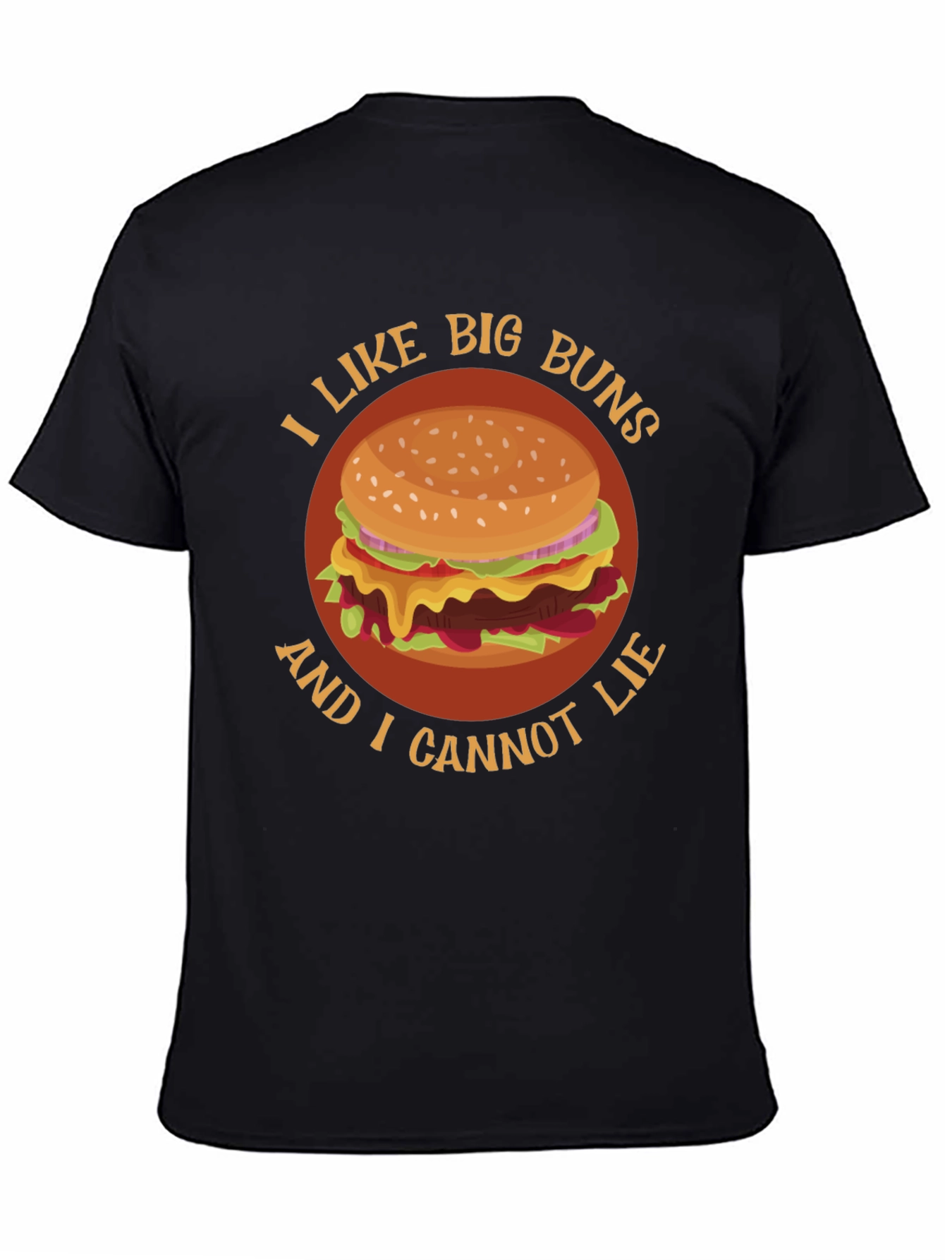 Black I Like Big Buns Funny Hamburger Graphic T-Shirt view 4
