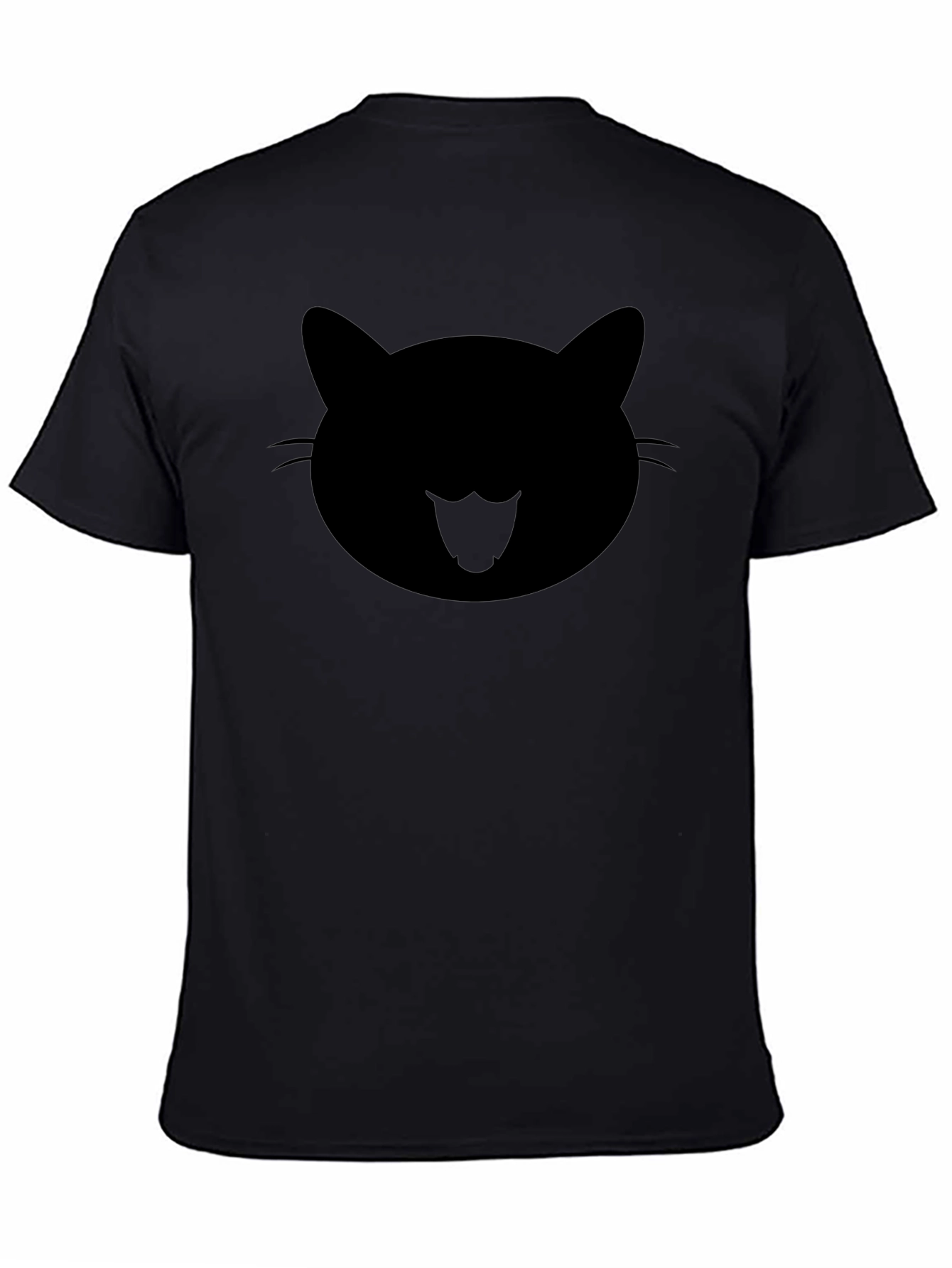 Black Cool Cat Face Graphic Black T-Shirt view 4