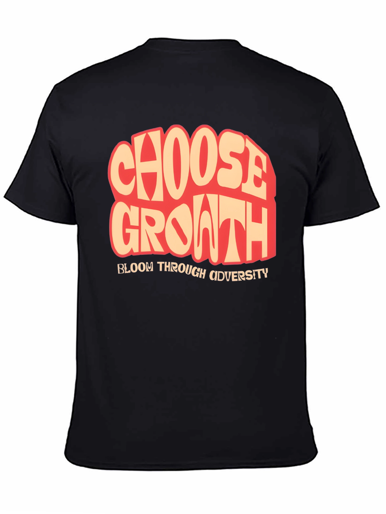 Black Choose Growth T-Shirt: Bloom Through Adversity, Black view 4