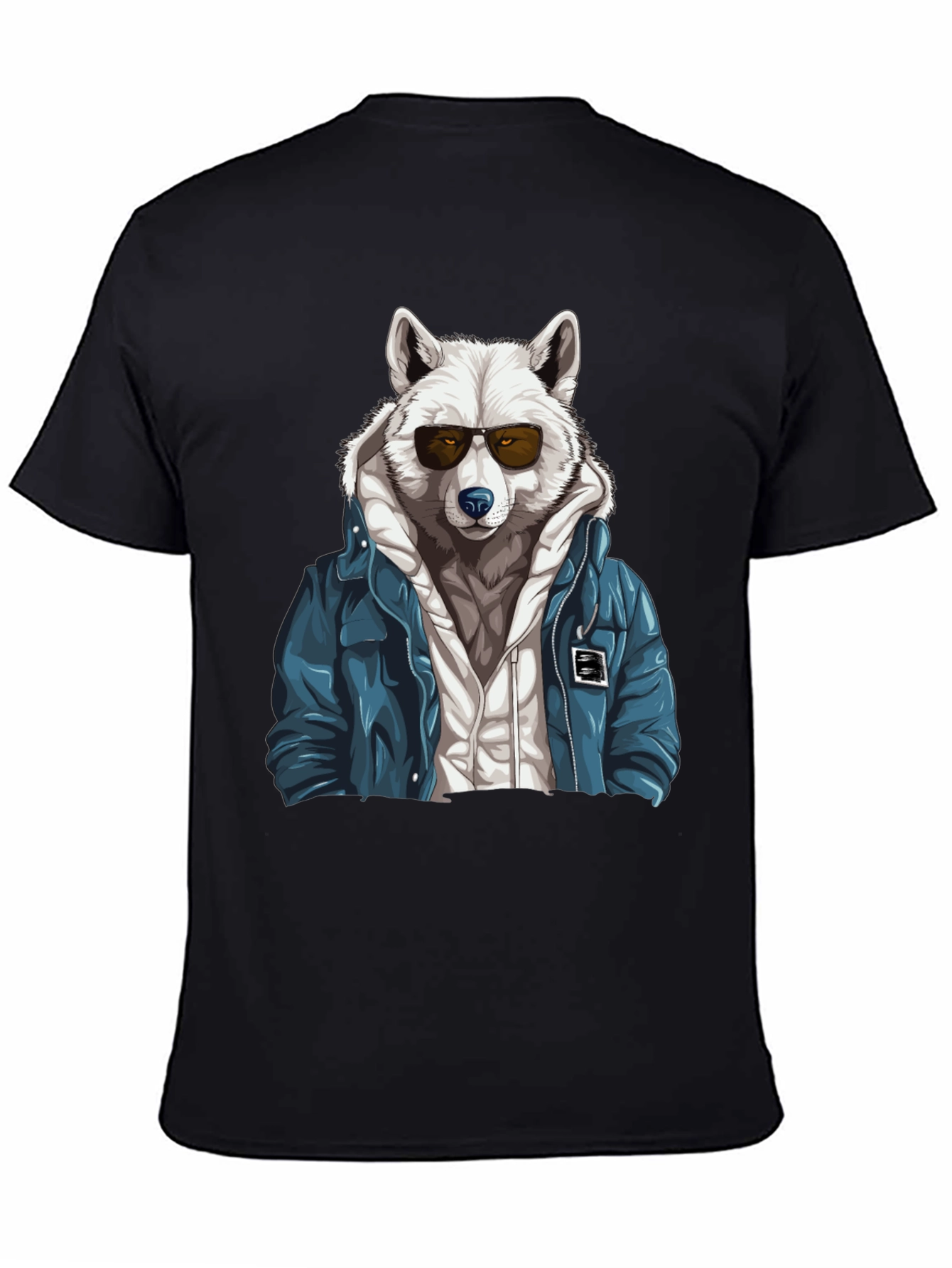 Black Cool Wolf Graphic Tee - Streetwear Style view 4