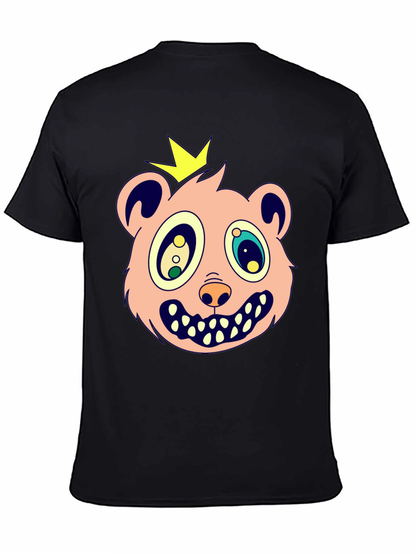 Black Cartoon Bear King Graphic Tee view 4