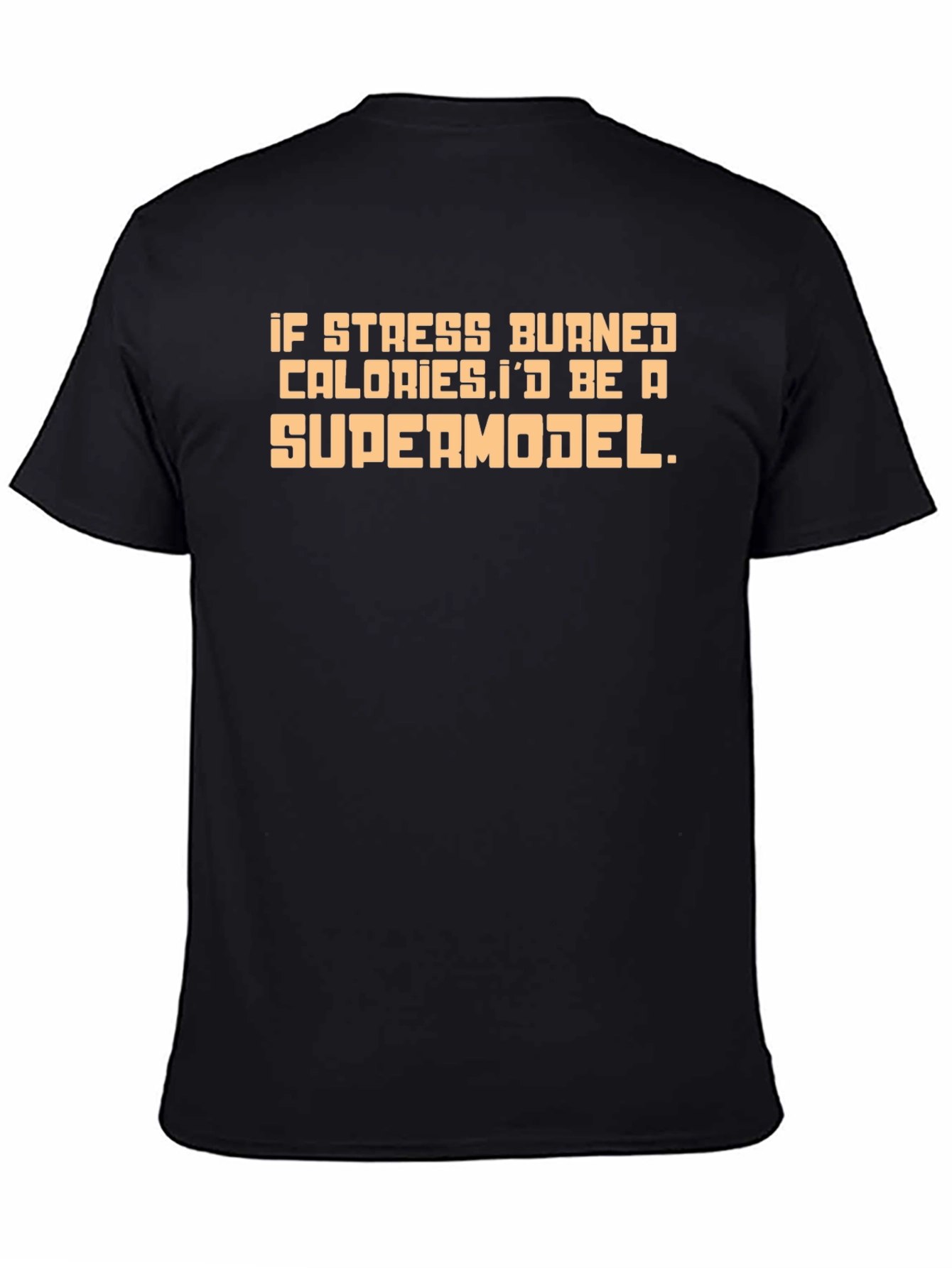 Black Stress Calories Supermodel Graphic Tee view 4