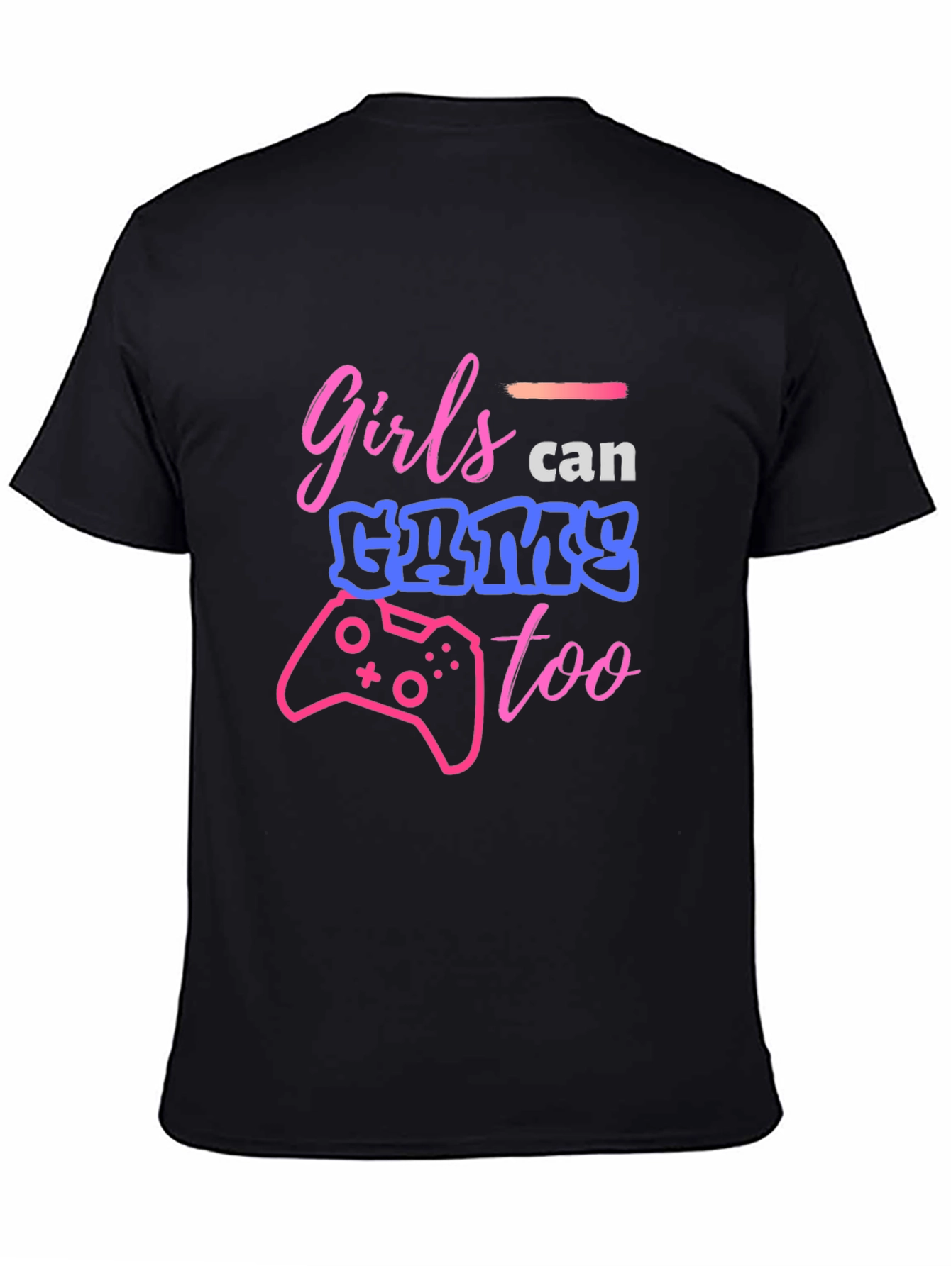 Black Girls Can Game Too Black Graphic Tee view 4