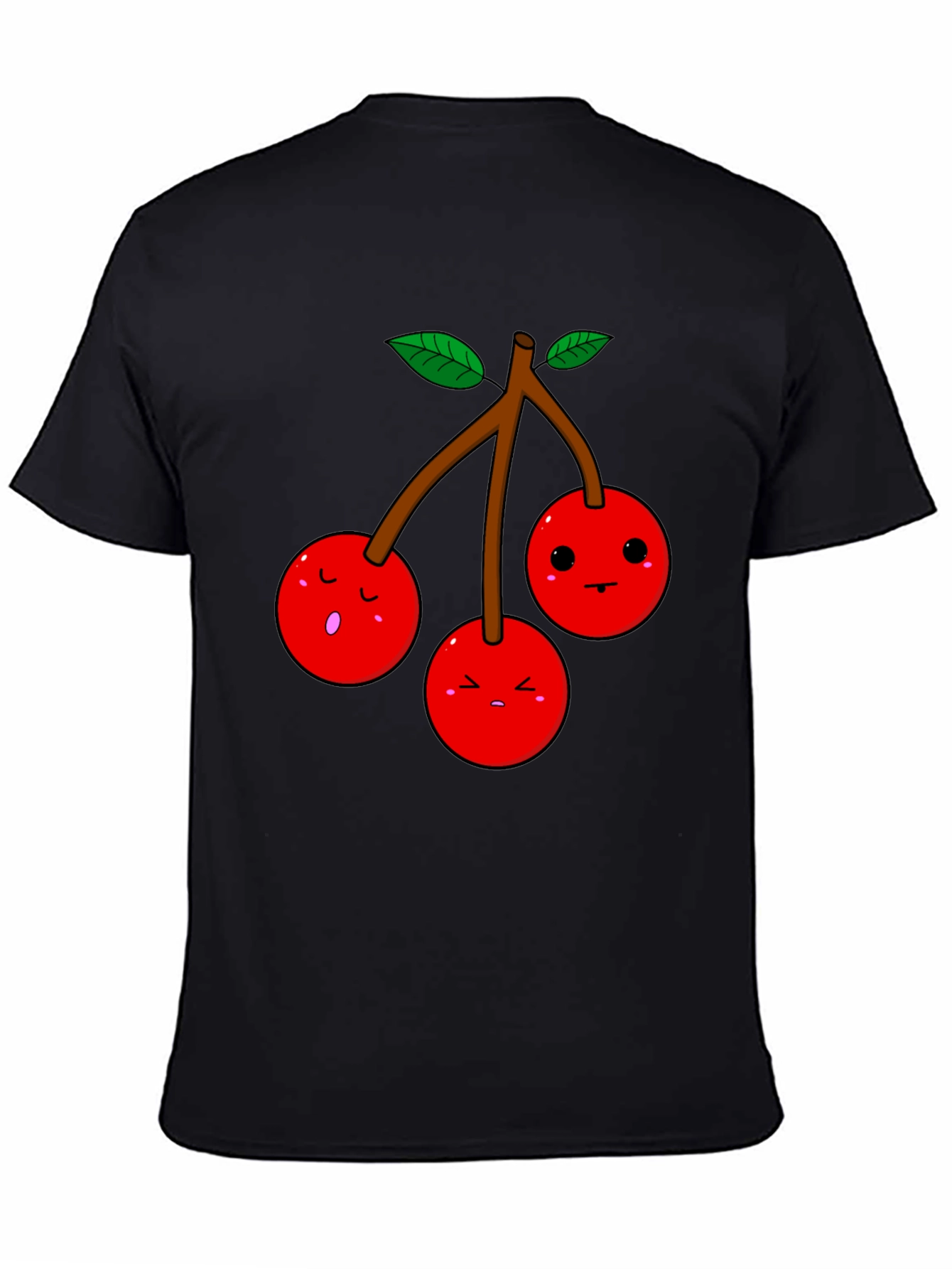 Black Kawaii Cherry T-Shirt - Unisex Funny Fruit Tee view 4