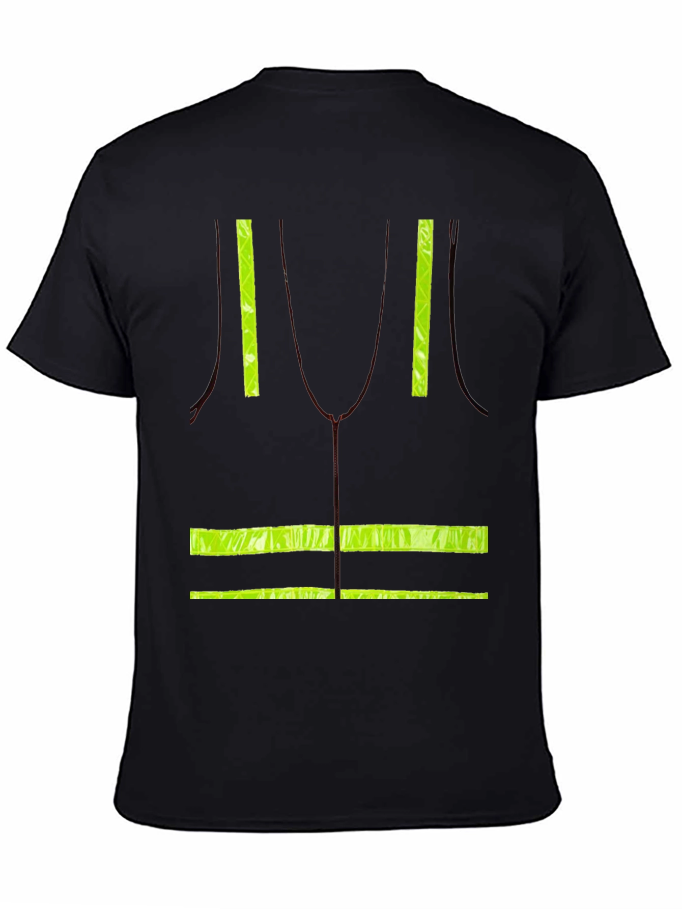 Black Safety Vest Print T-Shirt view 4