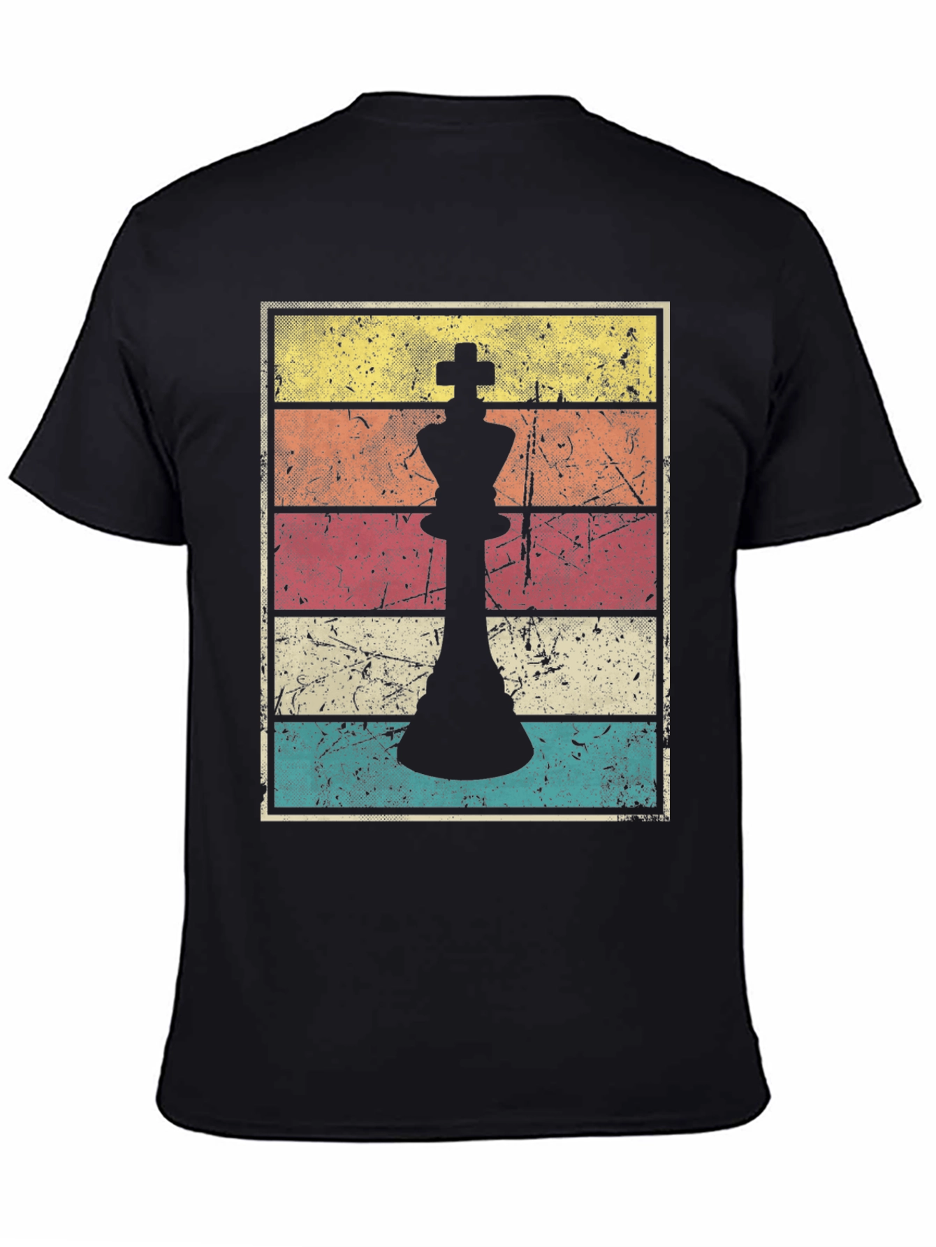 Black Retro Chess King T-Shirt - Vintage Style Tee view 4