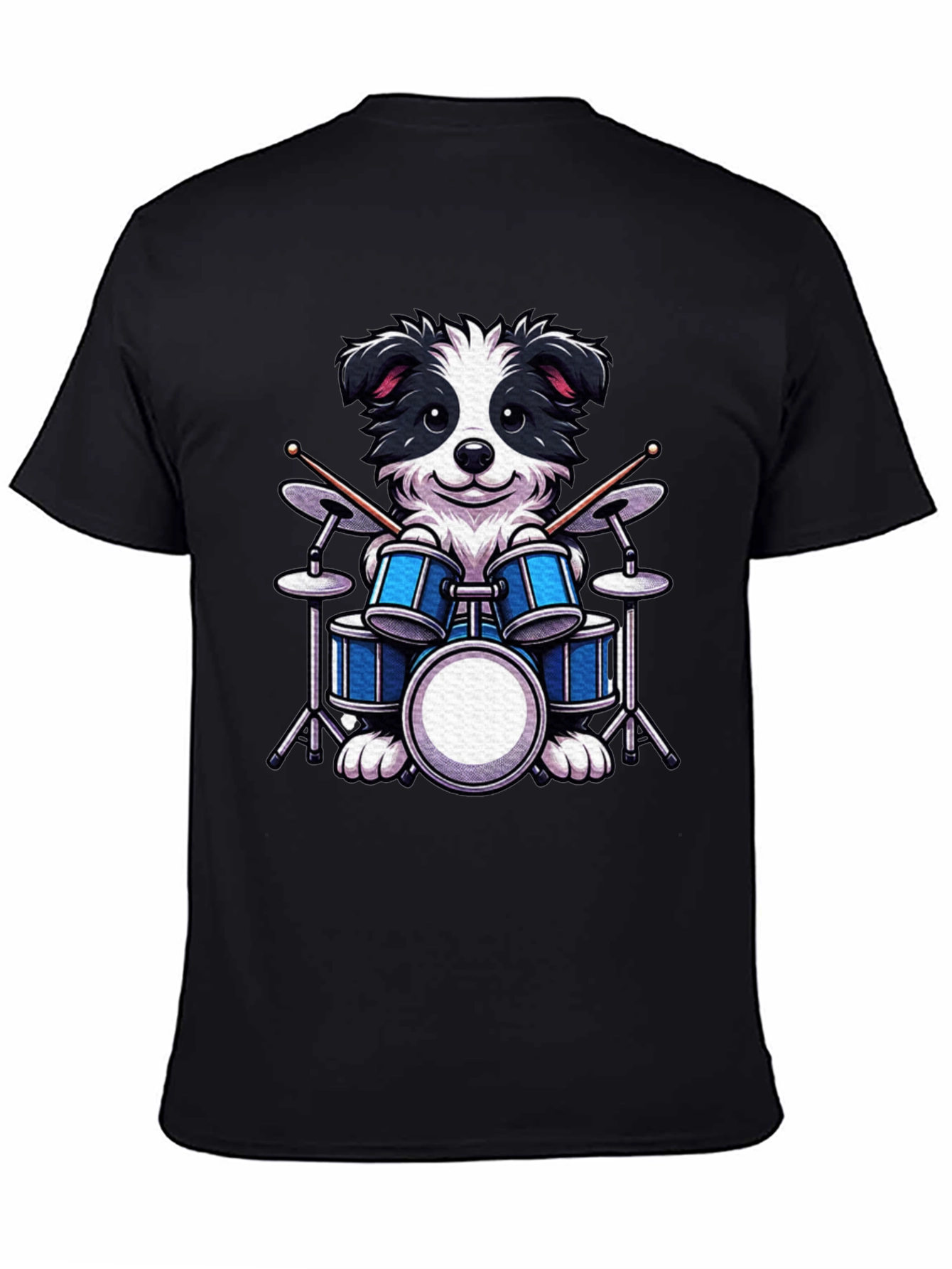Black Drummer Dog T-Shirt - Black view 4