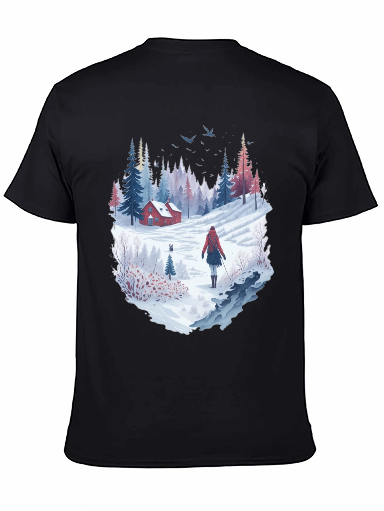 Black Winter Cabin T-Shirt view 4