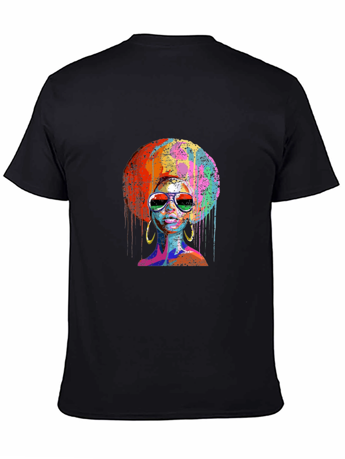 Black Afro Woman Graphic Tee - Vivid Colors view 4