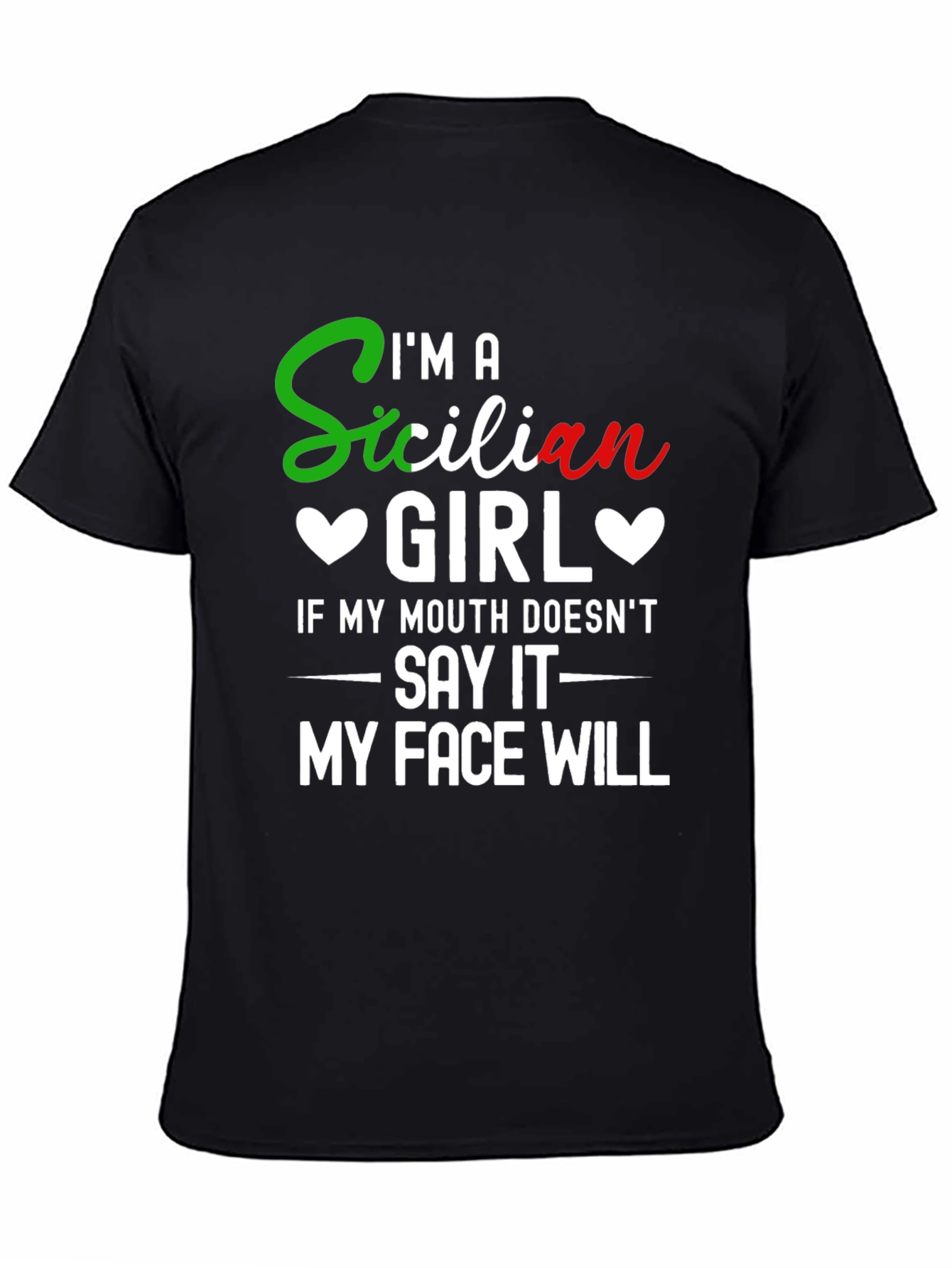 Black I'm a Sicilian Girl Funny T-Shirt view 4