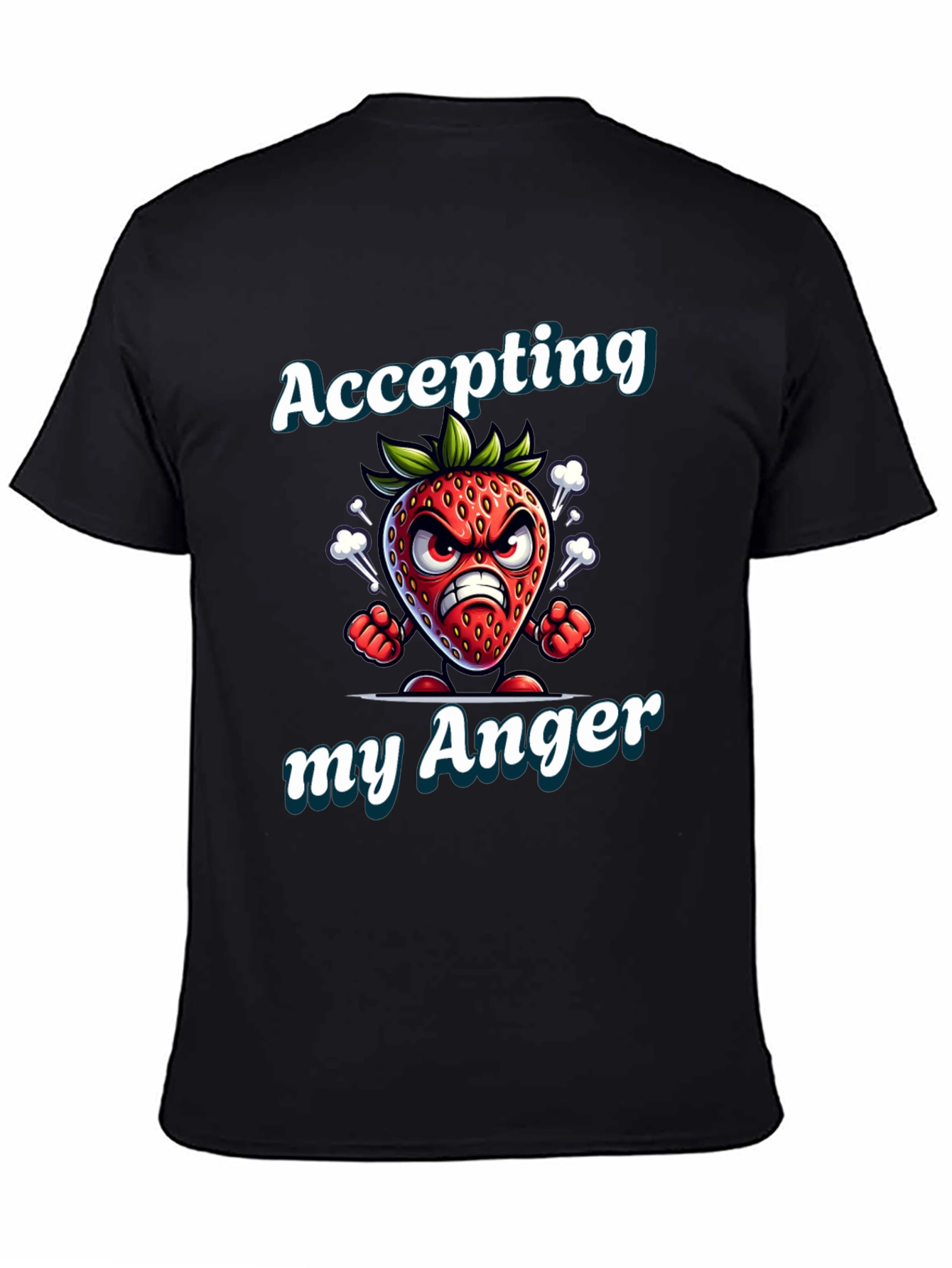 Black Accepting My Anger Strawberry Graphic T-Shirt view 4