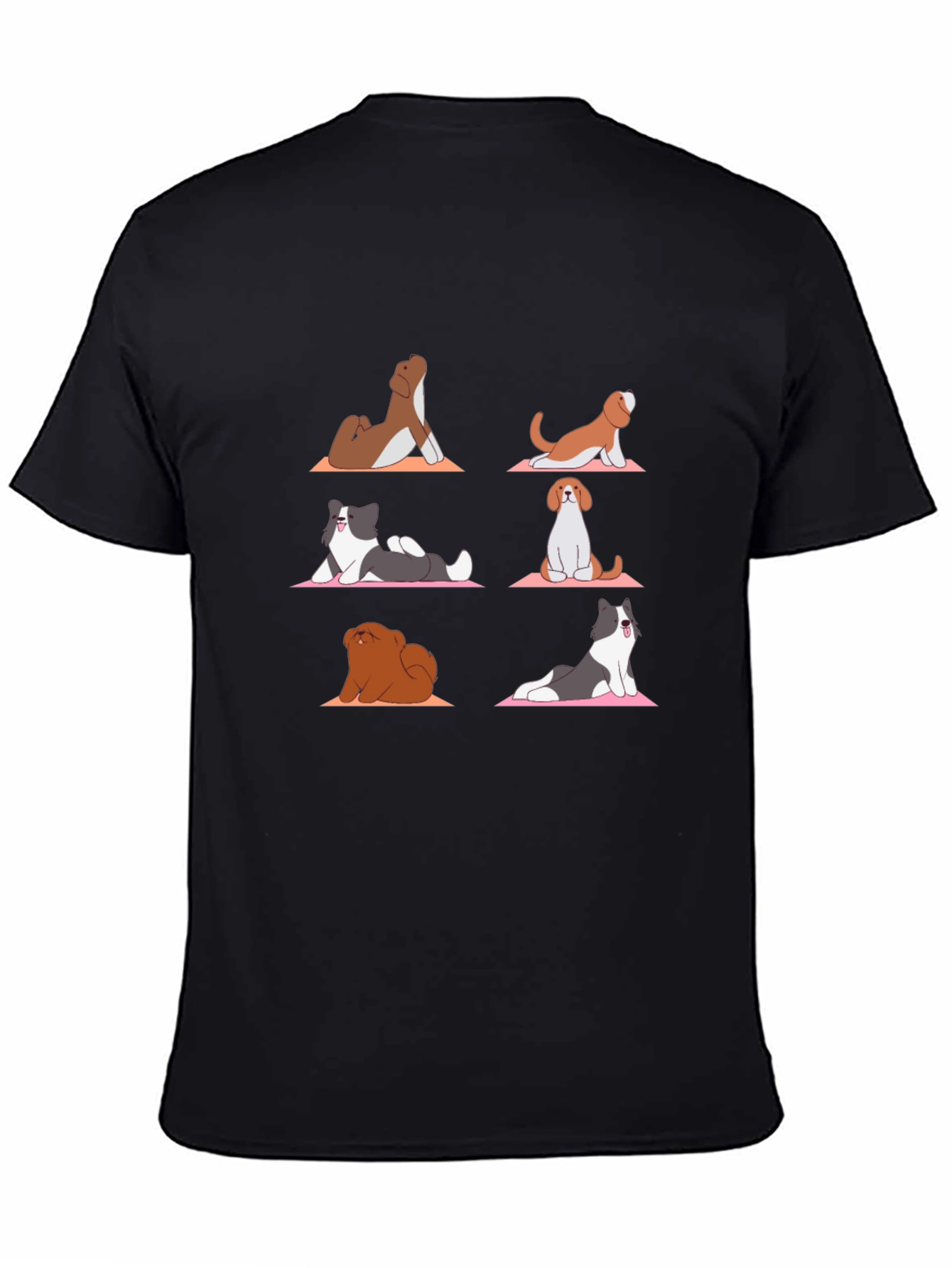 Black Yoga Dog T-Shirt: Funny Cartoon Graphic Tee view 4