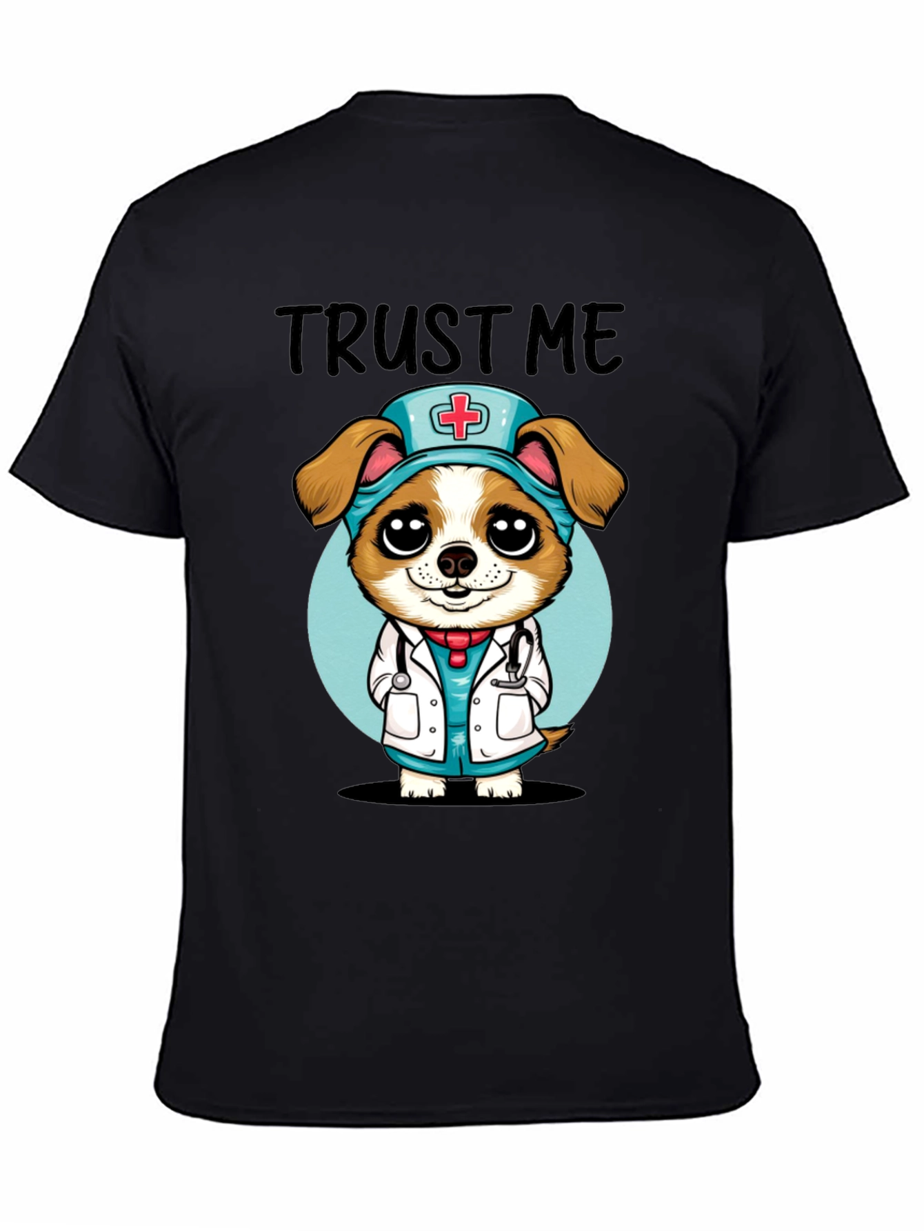 Black Trust Me, I'm a Dog-tor! Novelty T-Shirt view 4