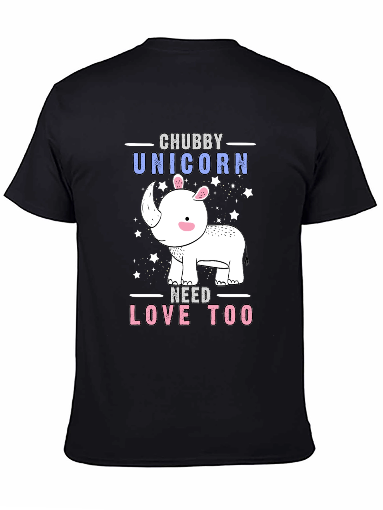 Black Chubby Unicorn Graphic Tee - Men's Black T-Shirt view 4