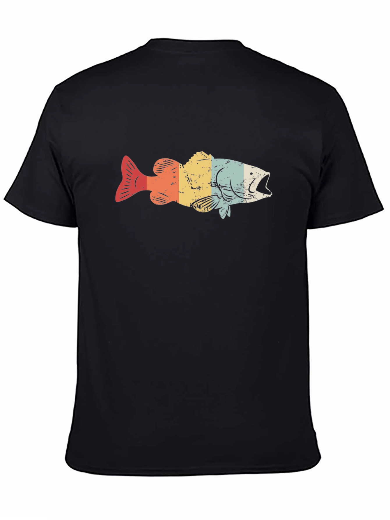 Black Retro Fish Graphic T-Shirt - Vintage Style Design view 4