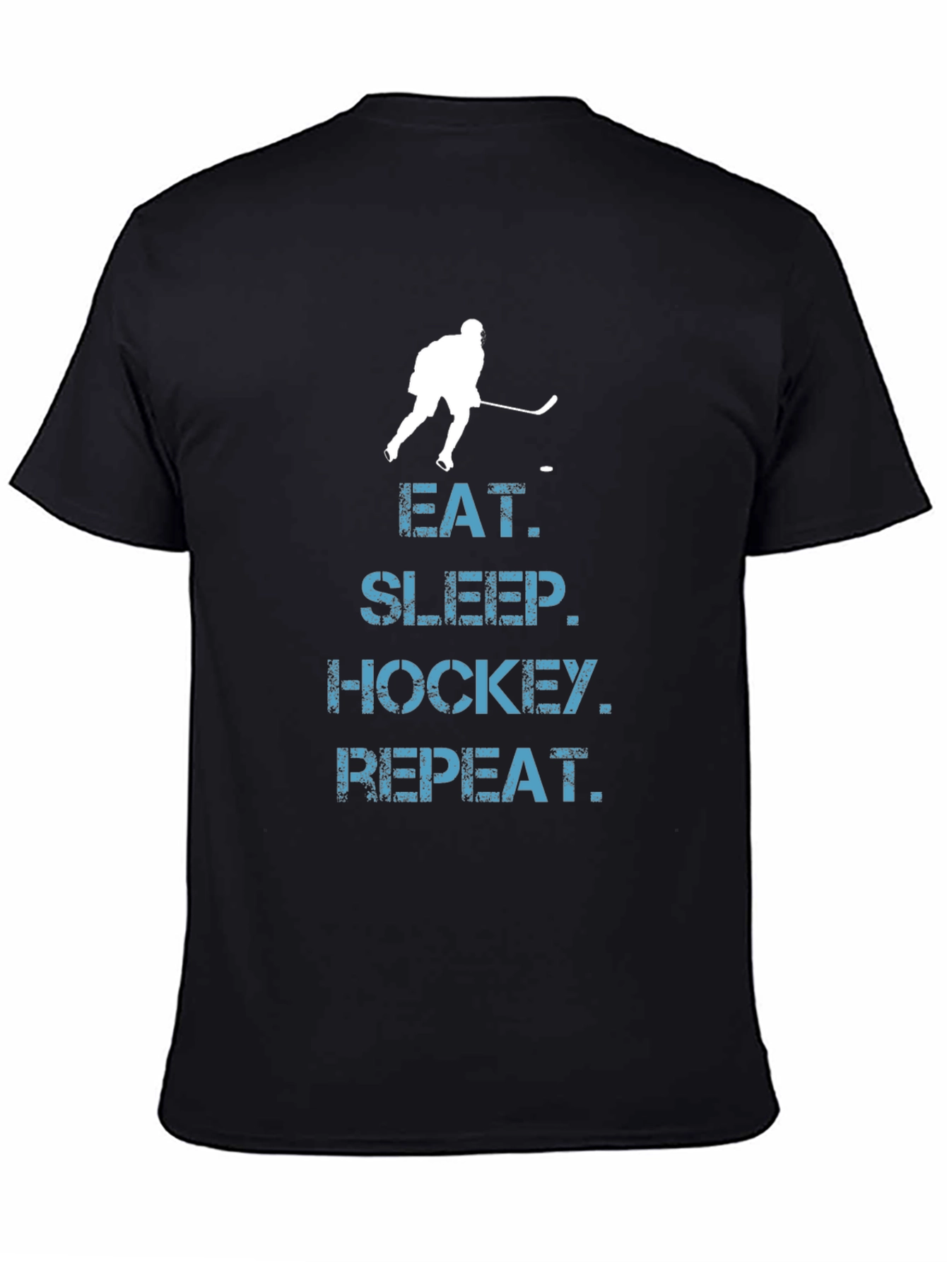 Black Eat Sleep Hockey Repeat T-Shirt - Black Graphic Tee view 4