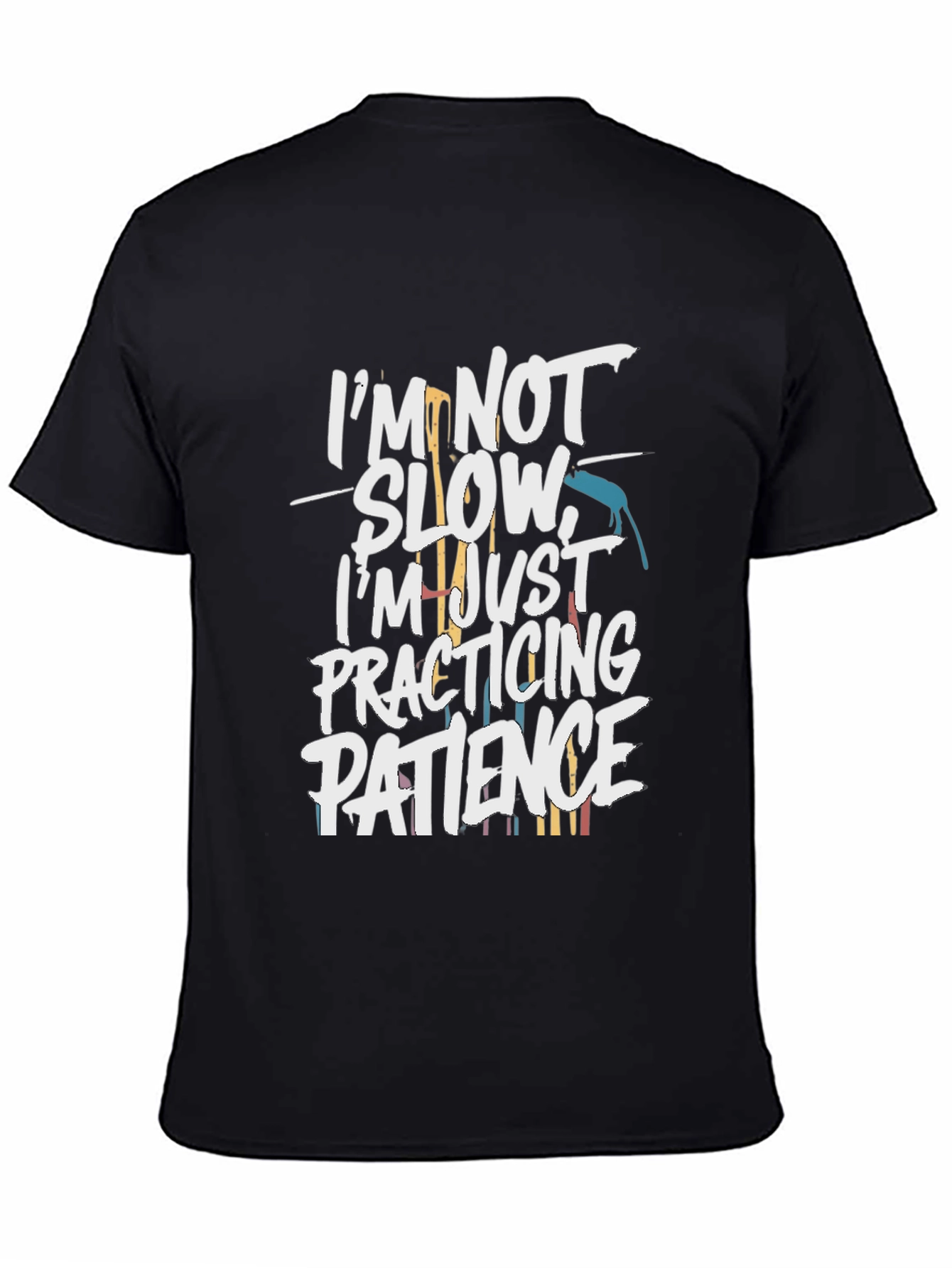 Black Funny Patience T-Shirt for Men view 4