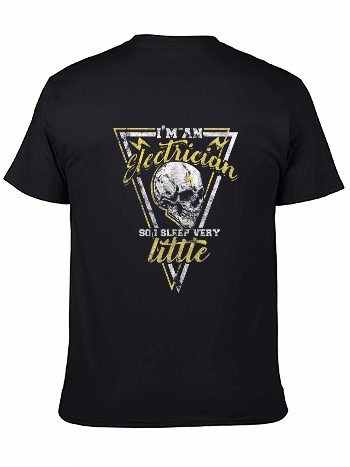 Black Electrician Skull Graphic T-Shirt view 4