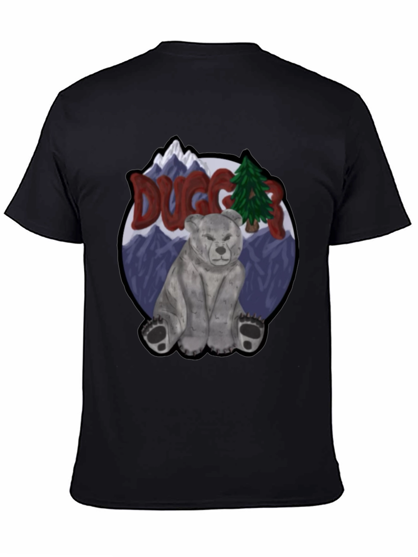 Black Duggar Bear Graphic Tee - Mountain Scene view 4