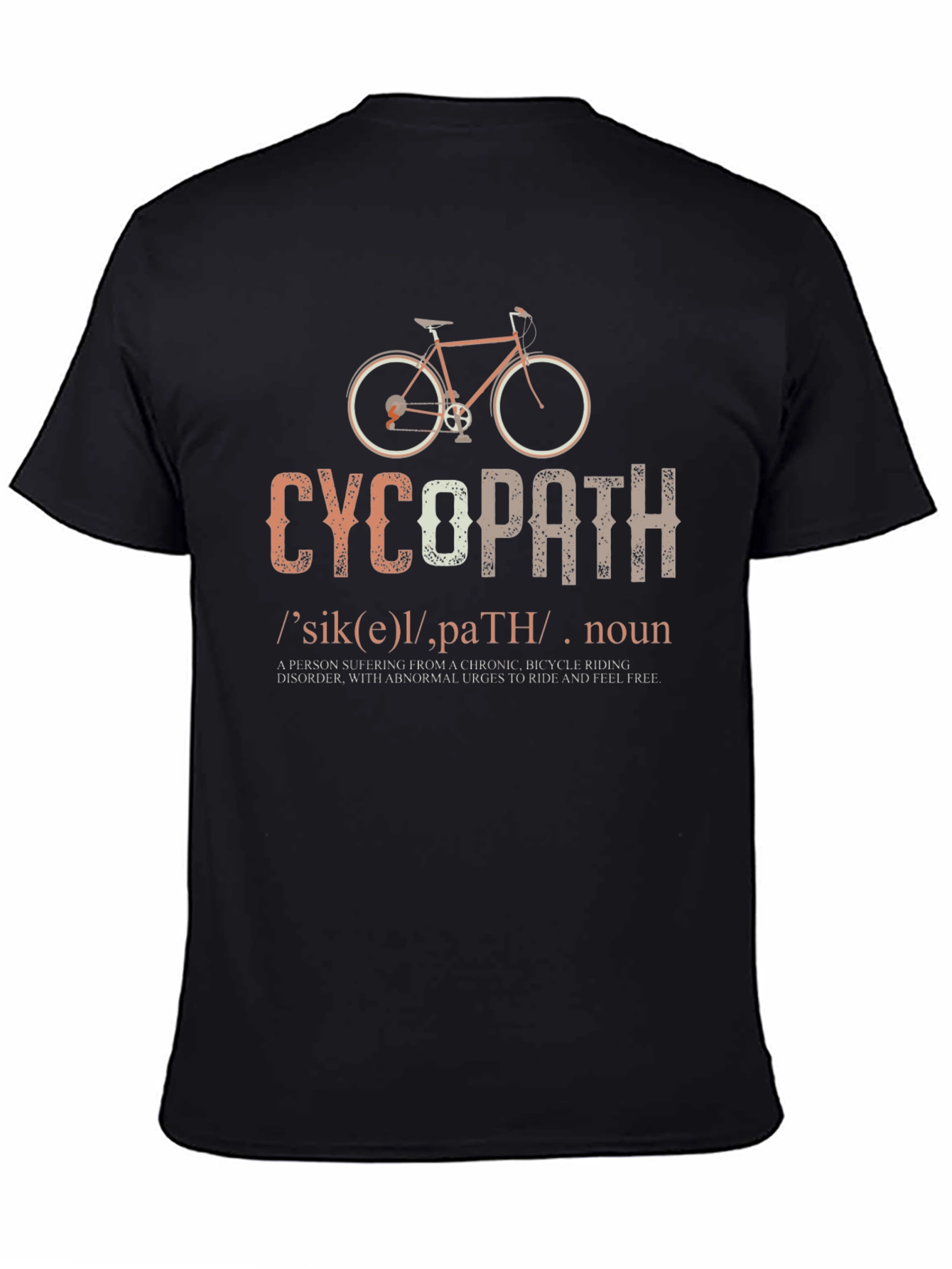 Black CycoPath Funny Cyclist T-Shirt view 4
