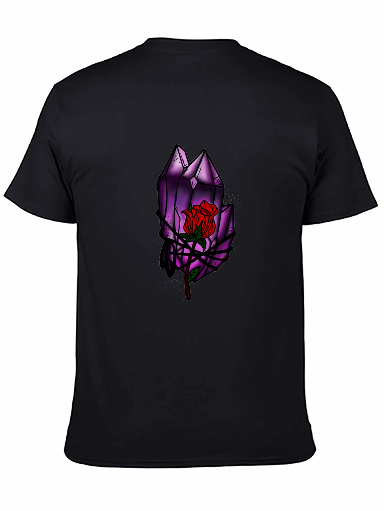 Black Crystal Rose Graphic Tee - Stylish Black T-Shirt view 4