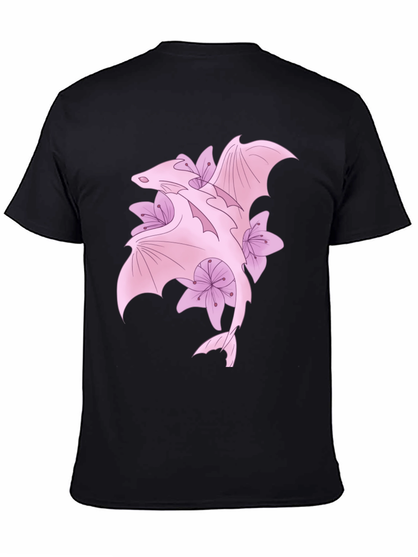 Black Dragon & Floral Graphic Tee view 4