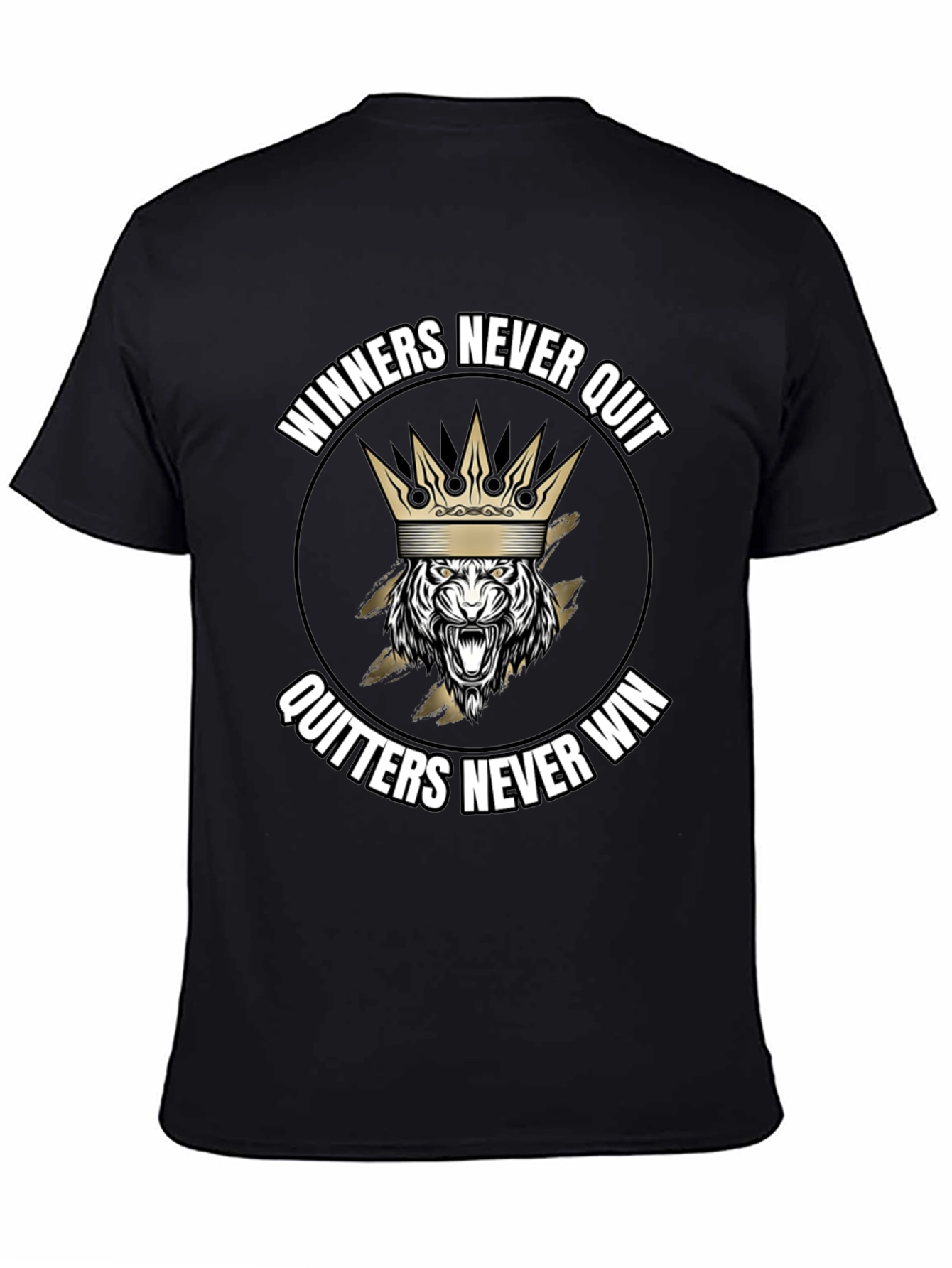 Black Winners Never Quit Graphic T-Shirt view 4