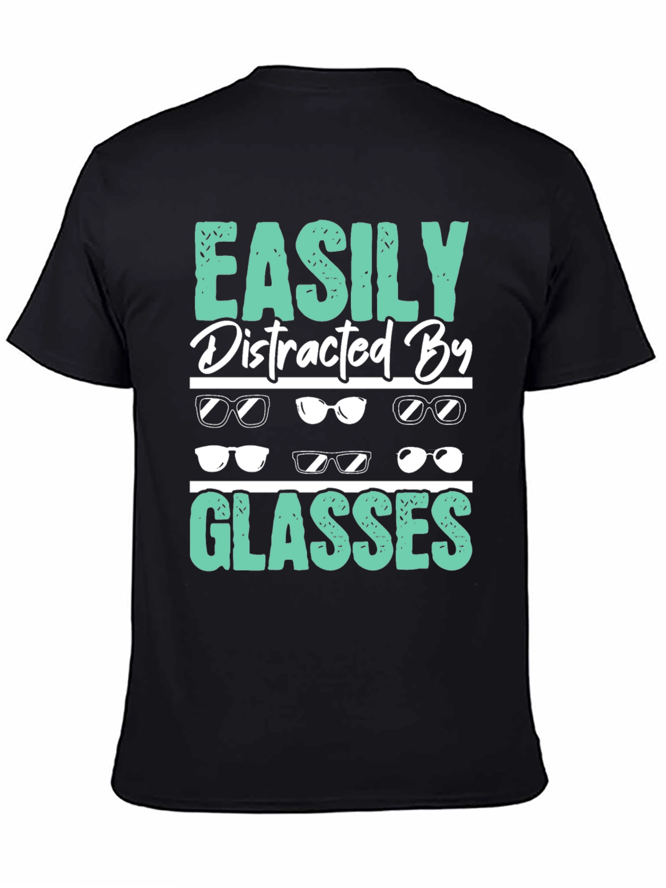Black Easily Distracted By Glasses T-Shirt view 4