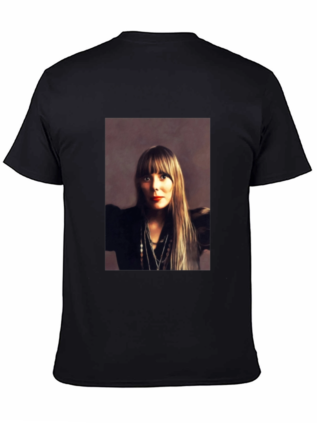 Black Joni Mitchell Portrait Black T-Shirt view 4