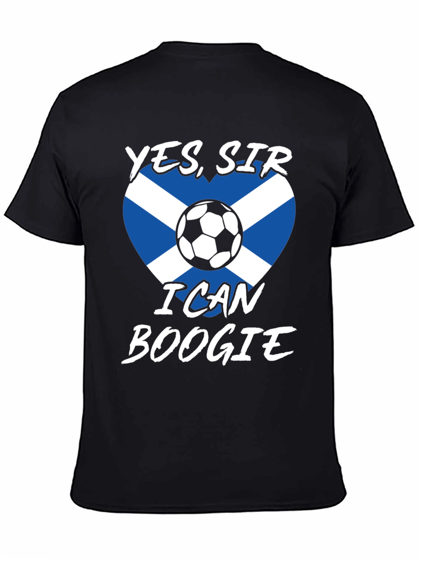 Black Scotland Flag Soccer T-Shirt - Yes Sir, I Can Boogie! view 4