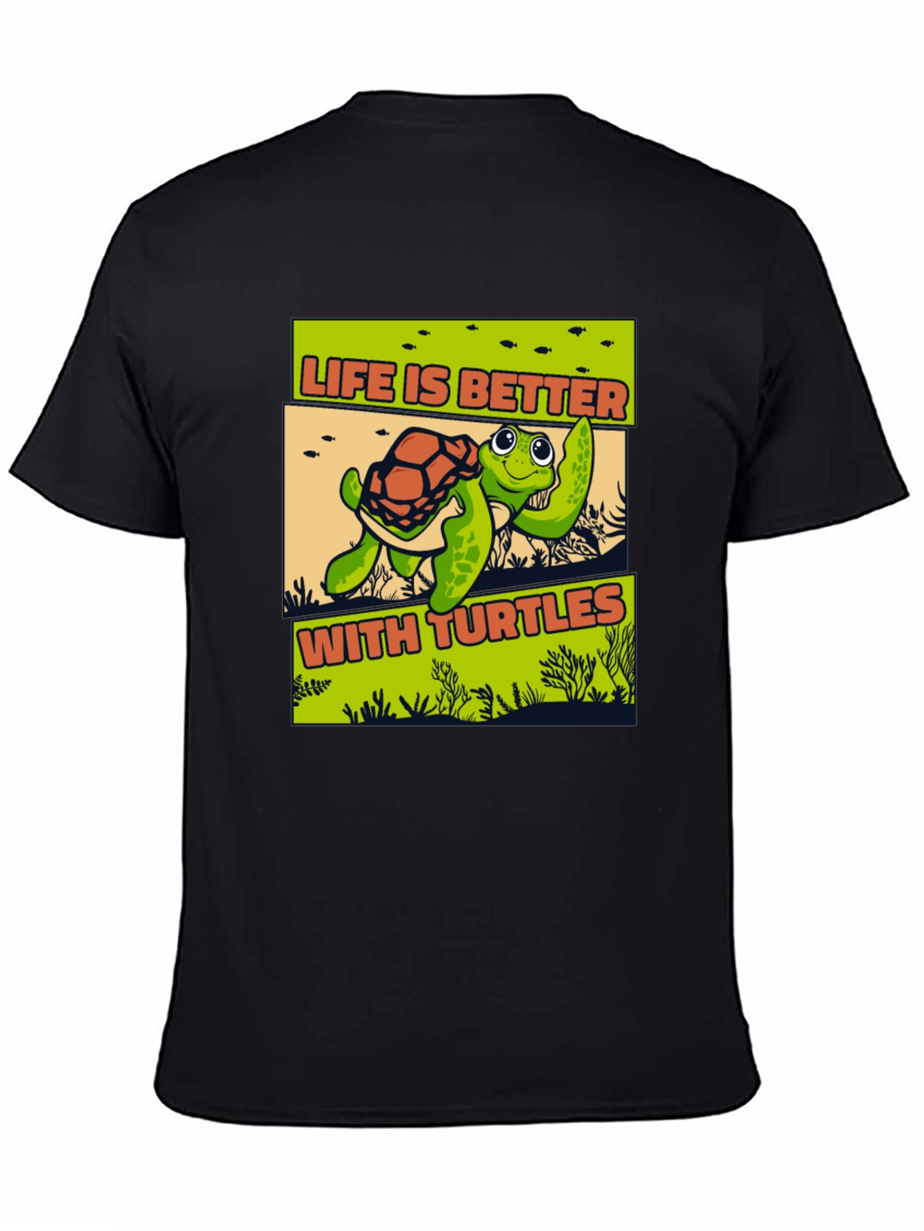 Black Life is Better with Turtles Black T-Shirt view 4