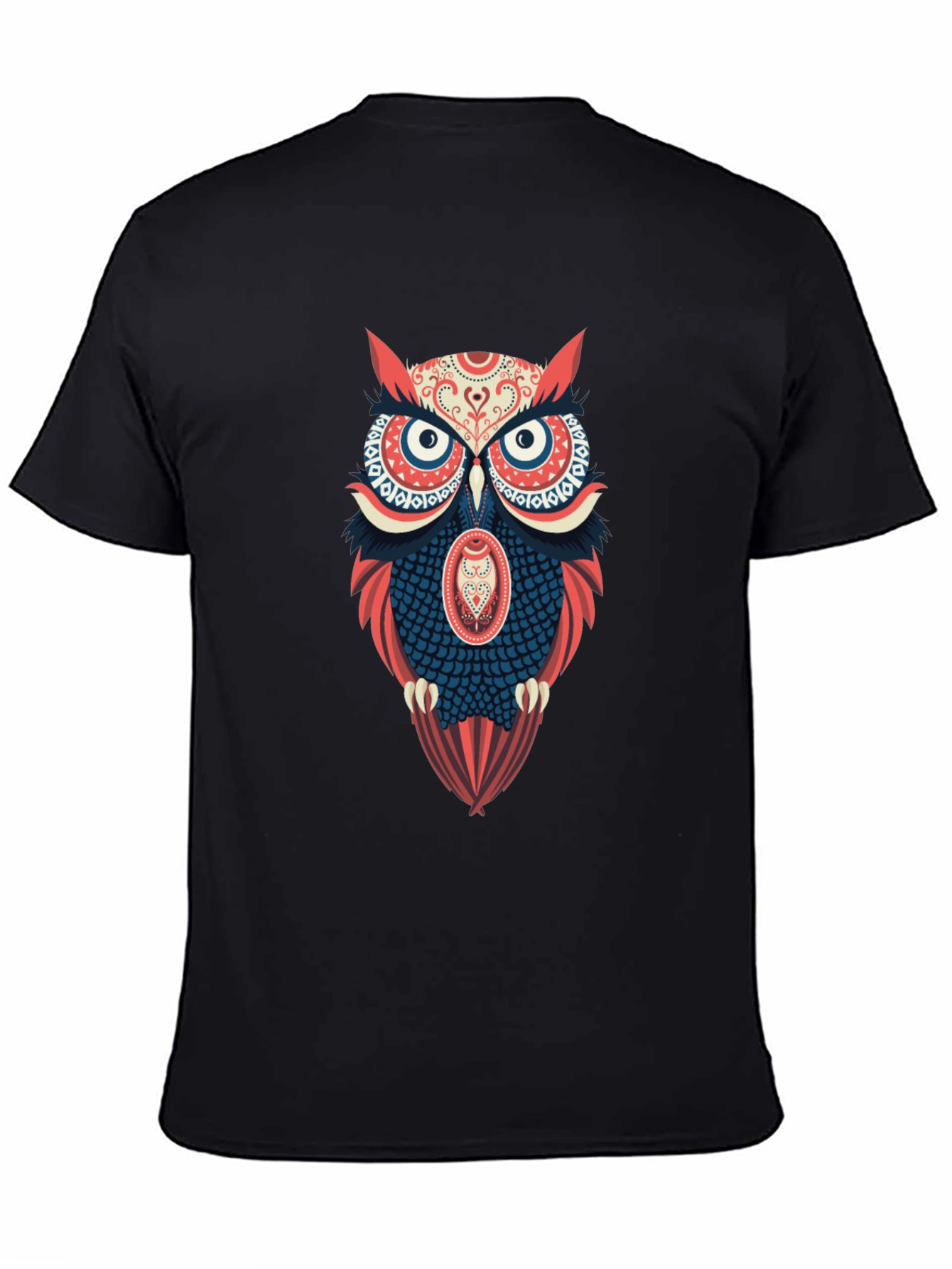Black Owl Graphic Print Men's Black T-Shirt view 4