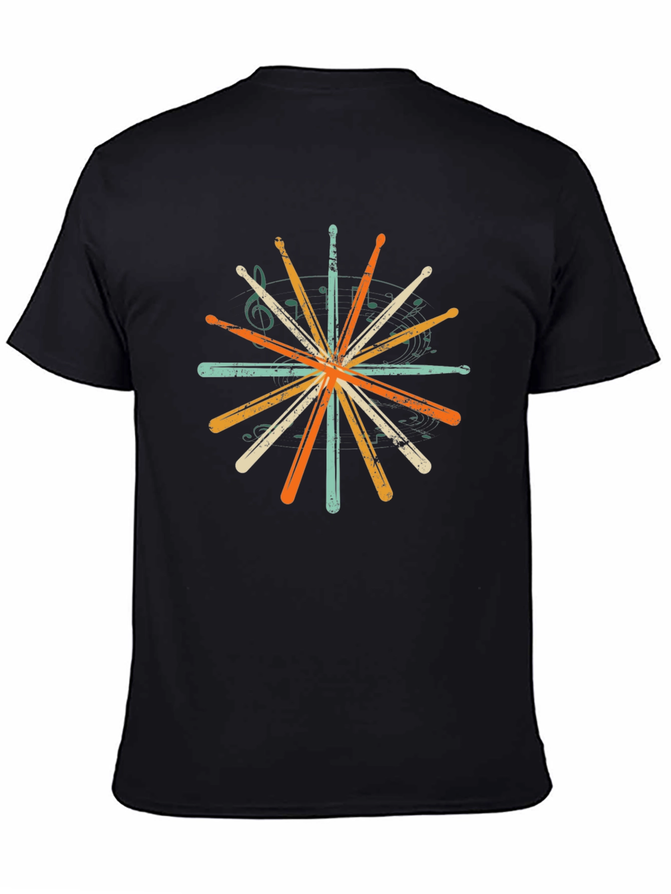 Black Drumsticks Burst Graphic T-Shirt - Music Lover Tee view 4