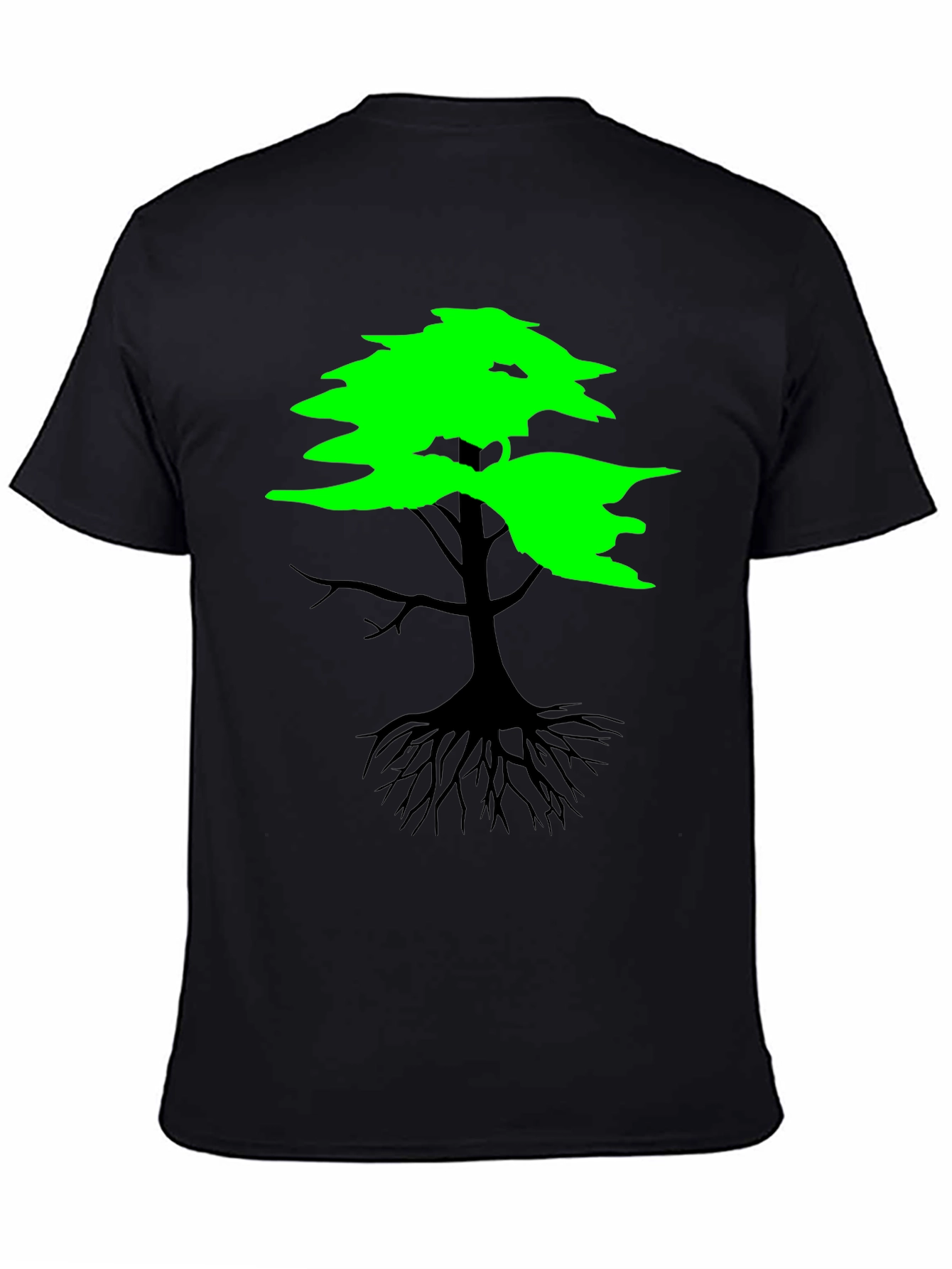 Black Nature Inspired Tree Graphic T-Shirt view 4