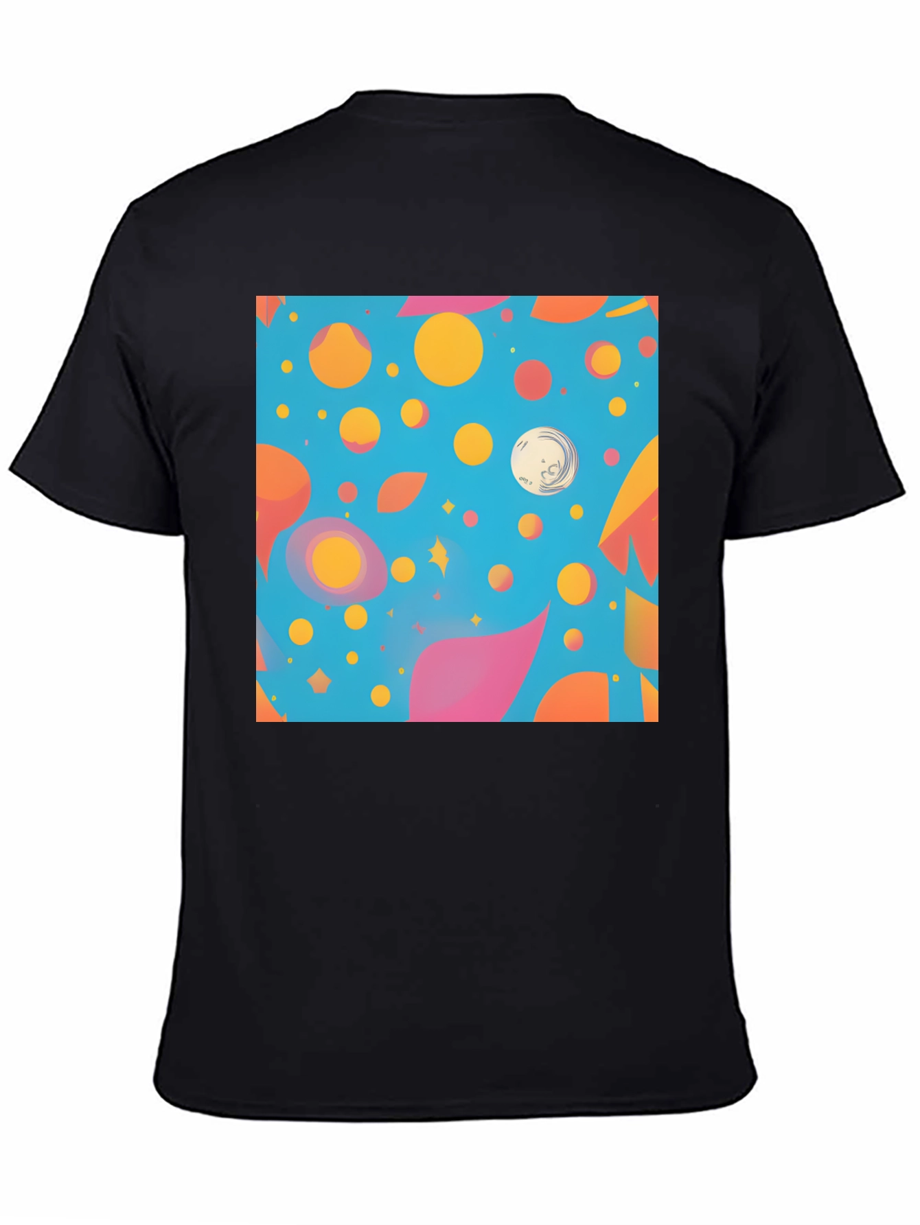 Black Funky Pattern T-Shirt: Colorful Abstract Design view 4