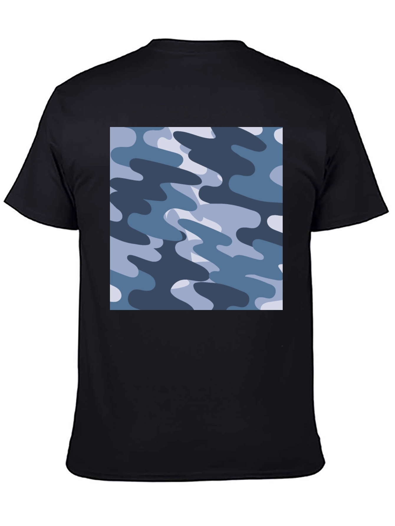 Black Men's Black Camouflage Print T-Shirt view 4