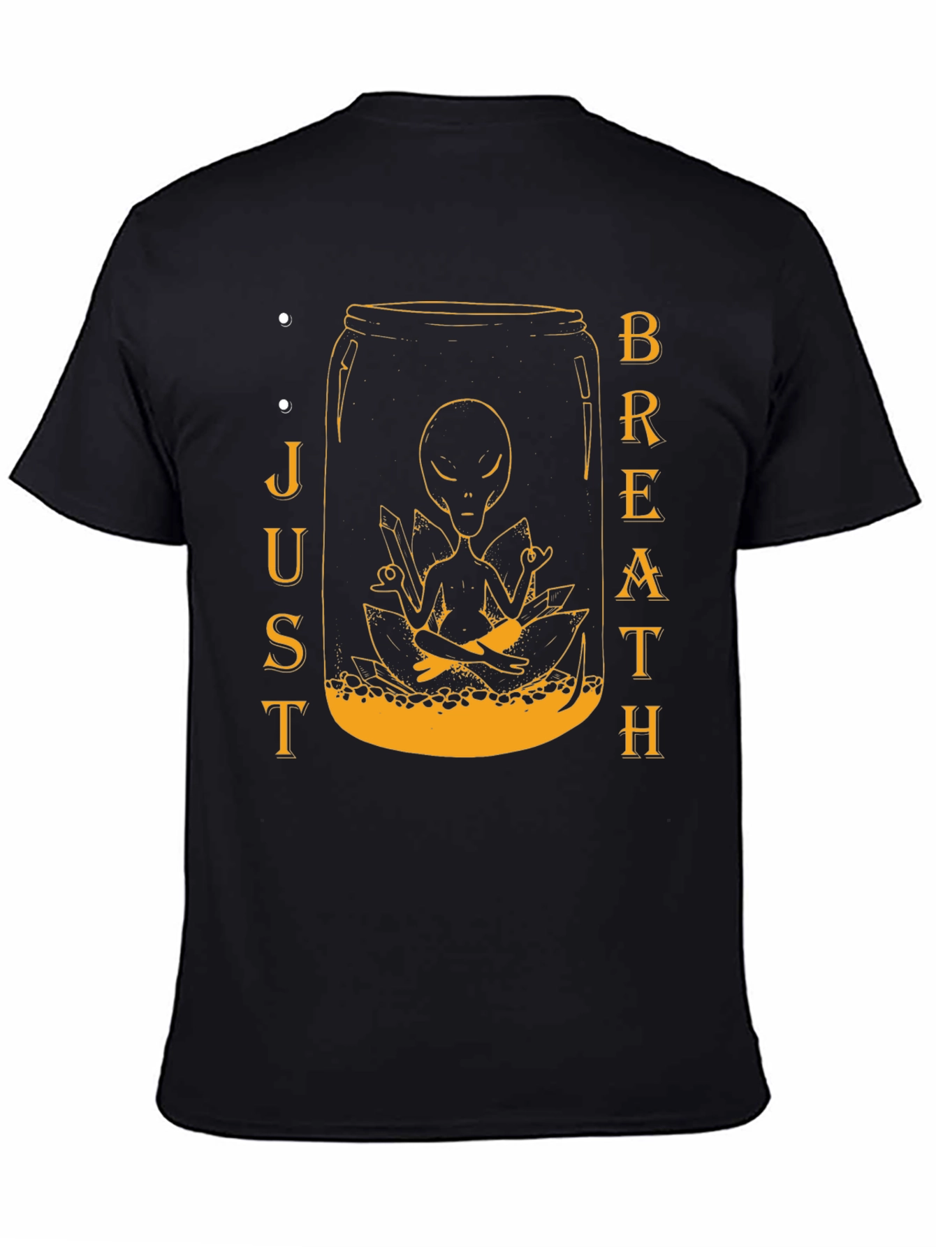 Black Alien Meditation Jar Graphic Tee - Just Breathe T-Shirt view 4