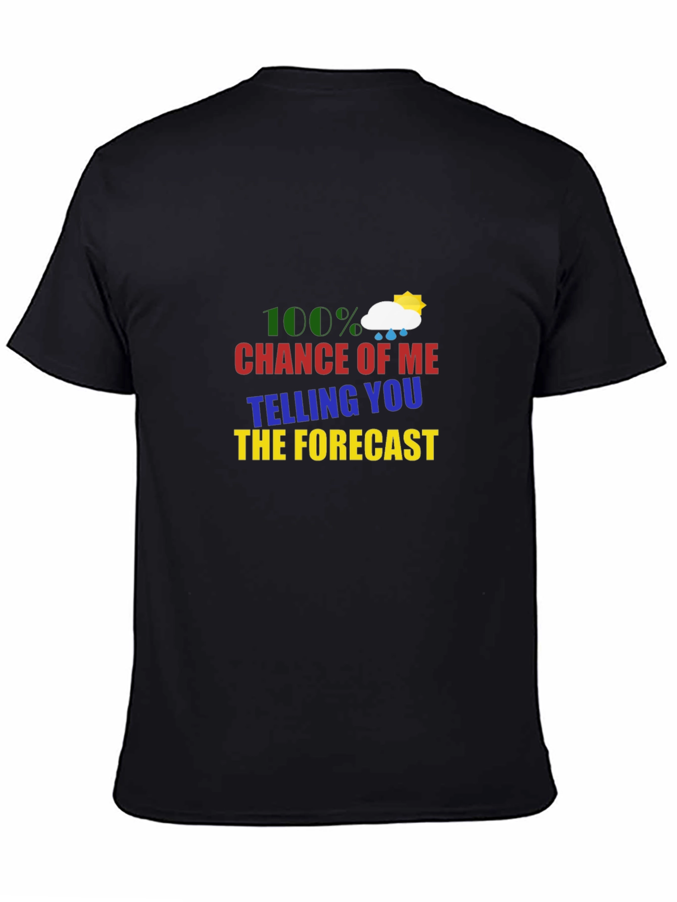 Black Humorous Forecast T-Shirt - Weather Teller Tee view 4
