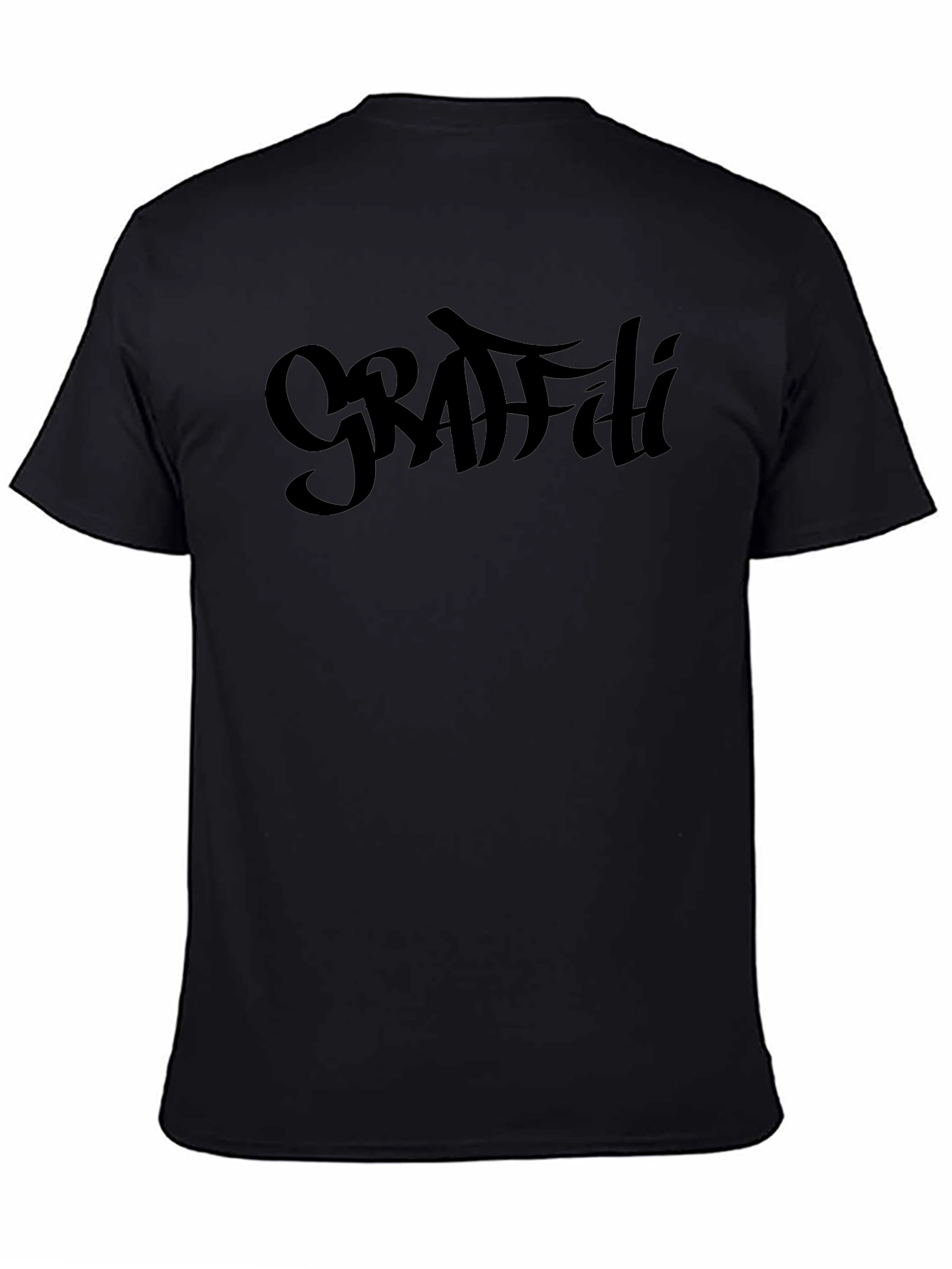 Black Grafiti Style T-Shirt - Bold Black Design view 4