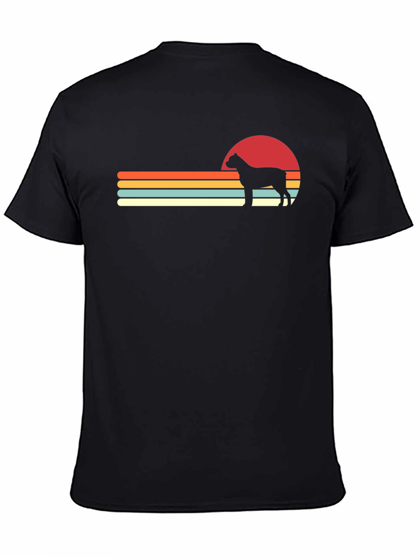 Black Retro Dog Sunset T-Shirt - Black view 4