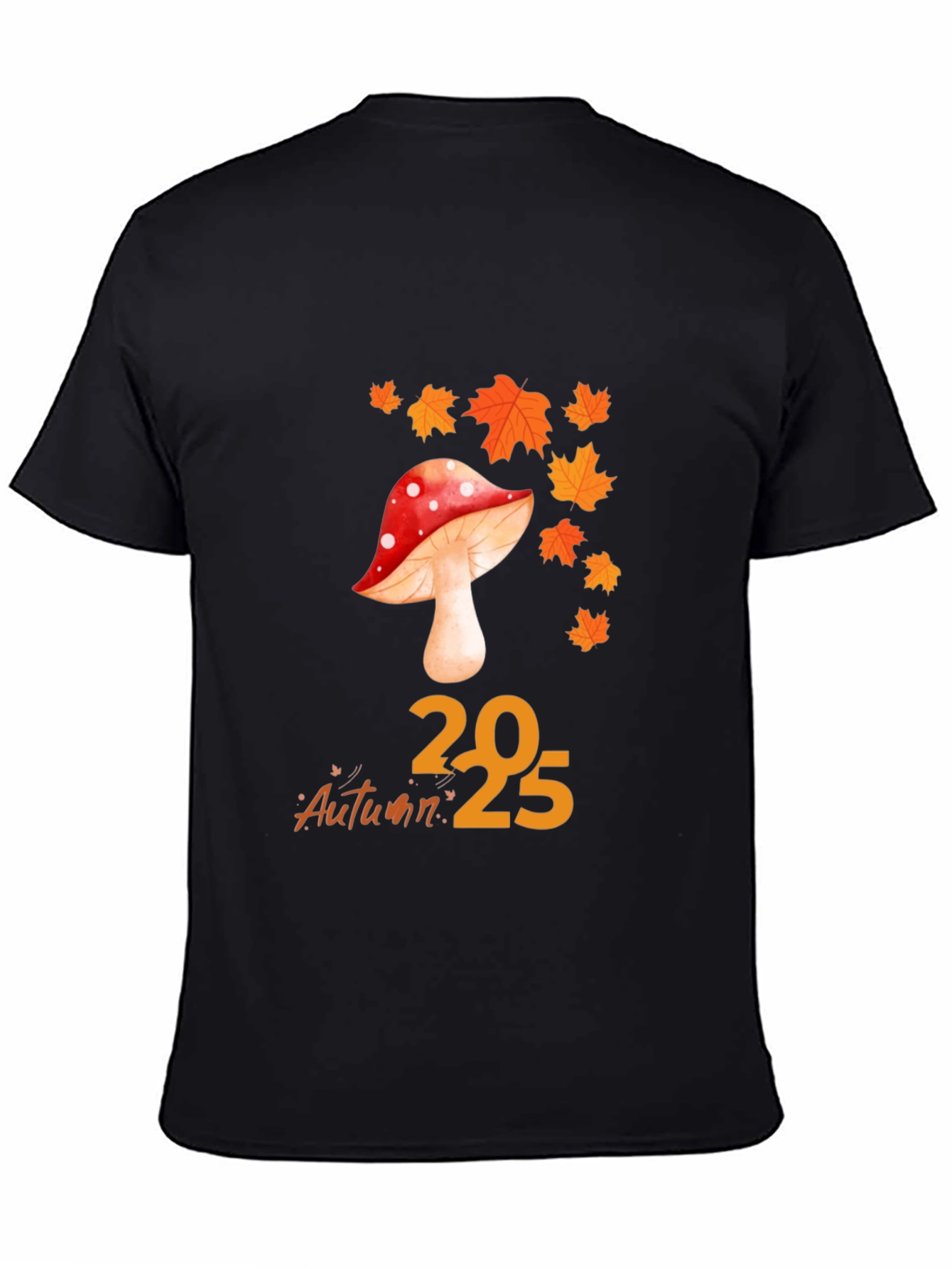 Black Autumn Mushroom Graphic Tee - Comfortable Everyday Wear view 4
