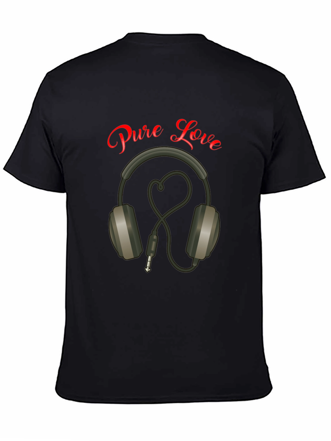 Black Pure Love Headphones Graphic Tee view 4