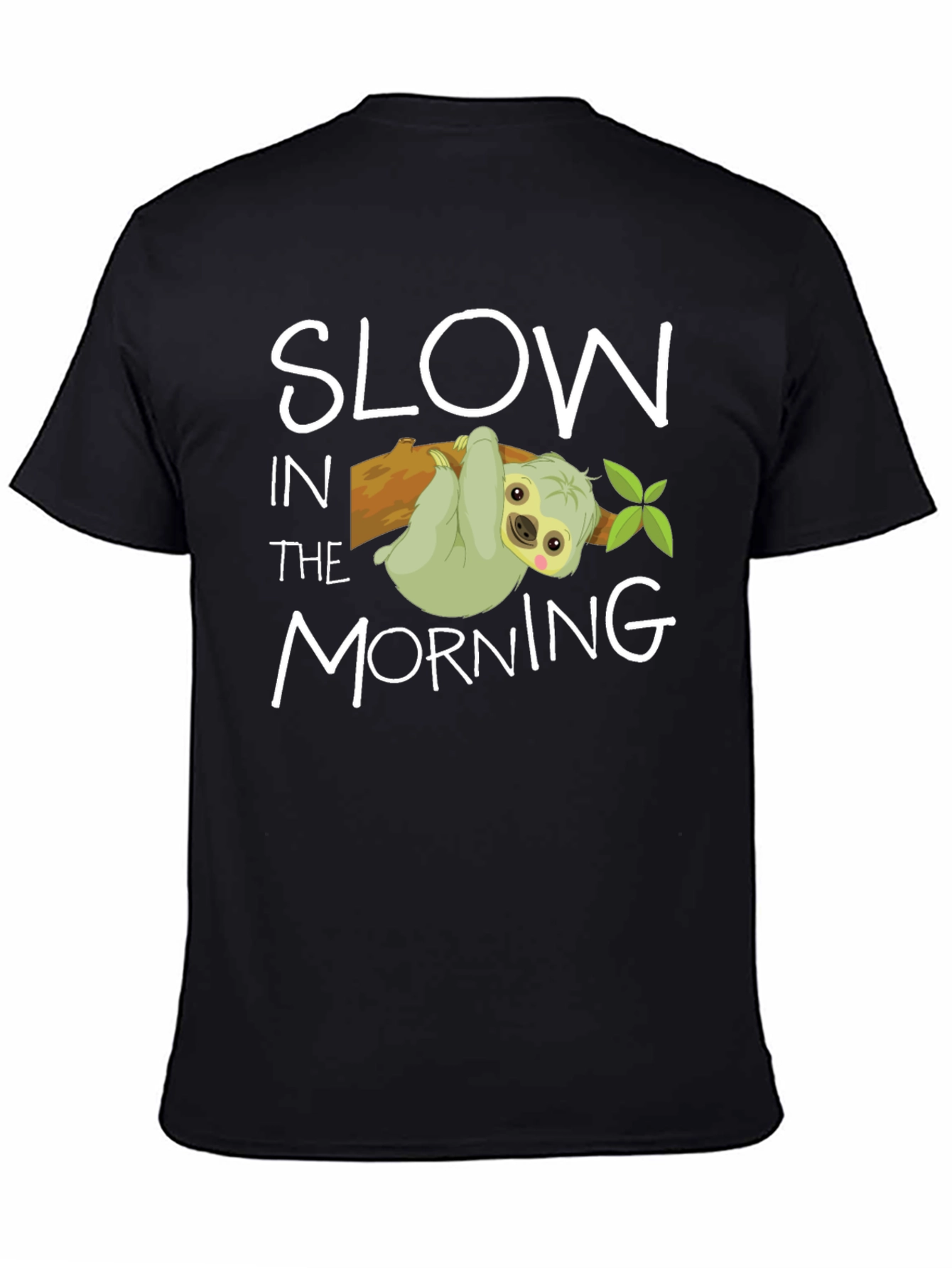 Black Slow In The Morning Sloth Graphic Tee view 4